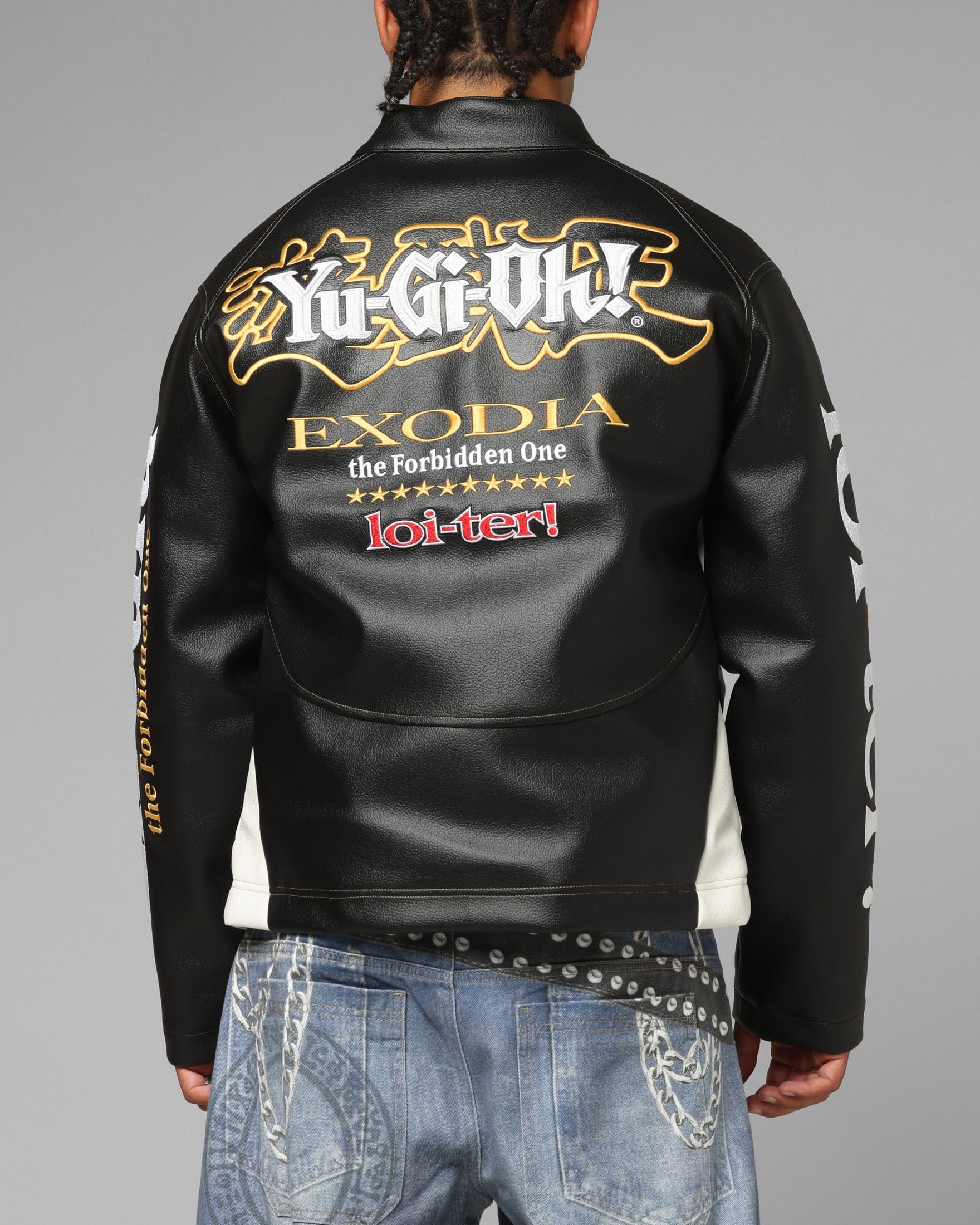 Loiter x Yu - Gi - Oh! Exodia Biker Jacket Black/Off White