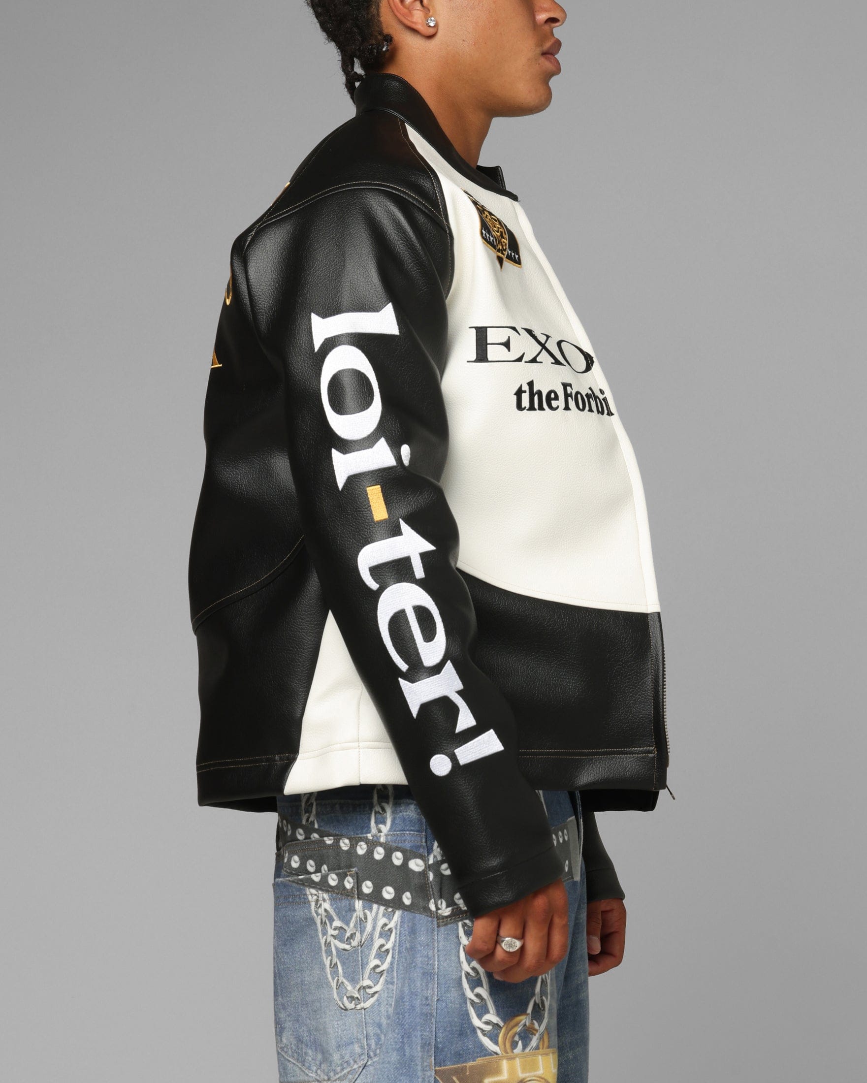 Loiter x Yu - Gi - Oh! Exodia Biker Jacket Black/Off White