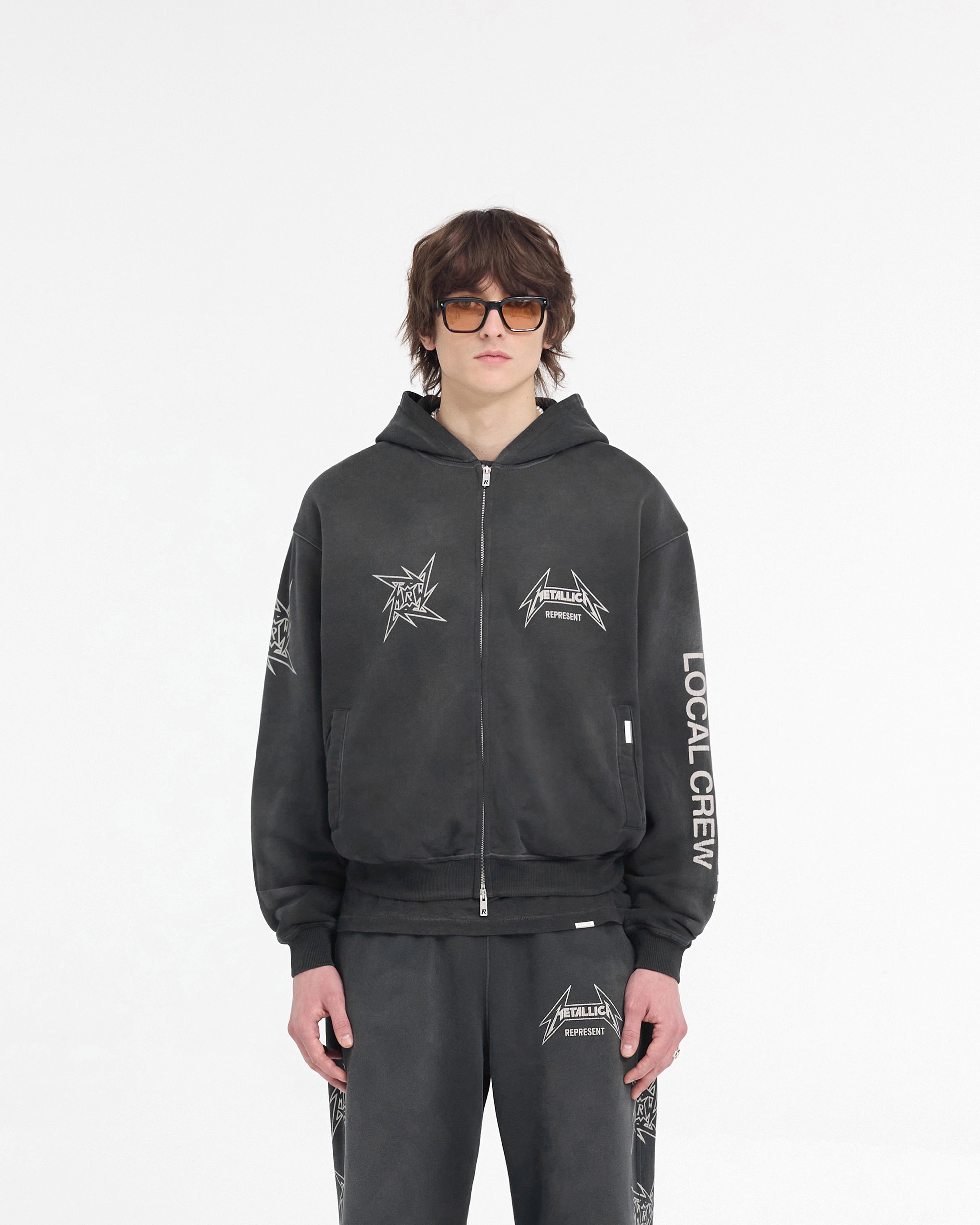SS24 Other Represent x Metallica Local Crew Zip Hoodie - Stained Black