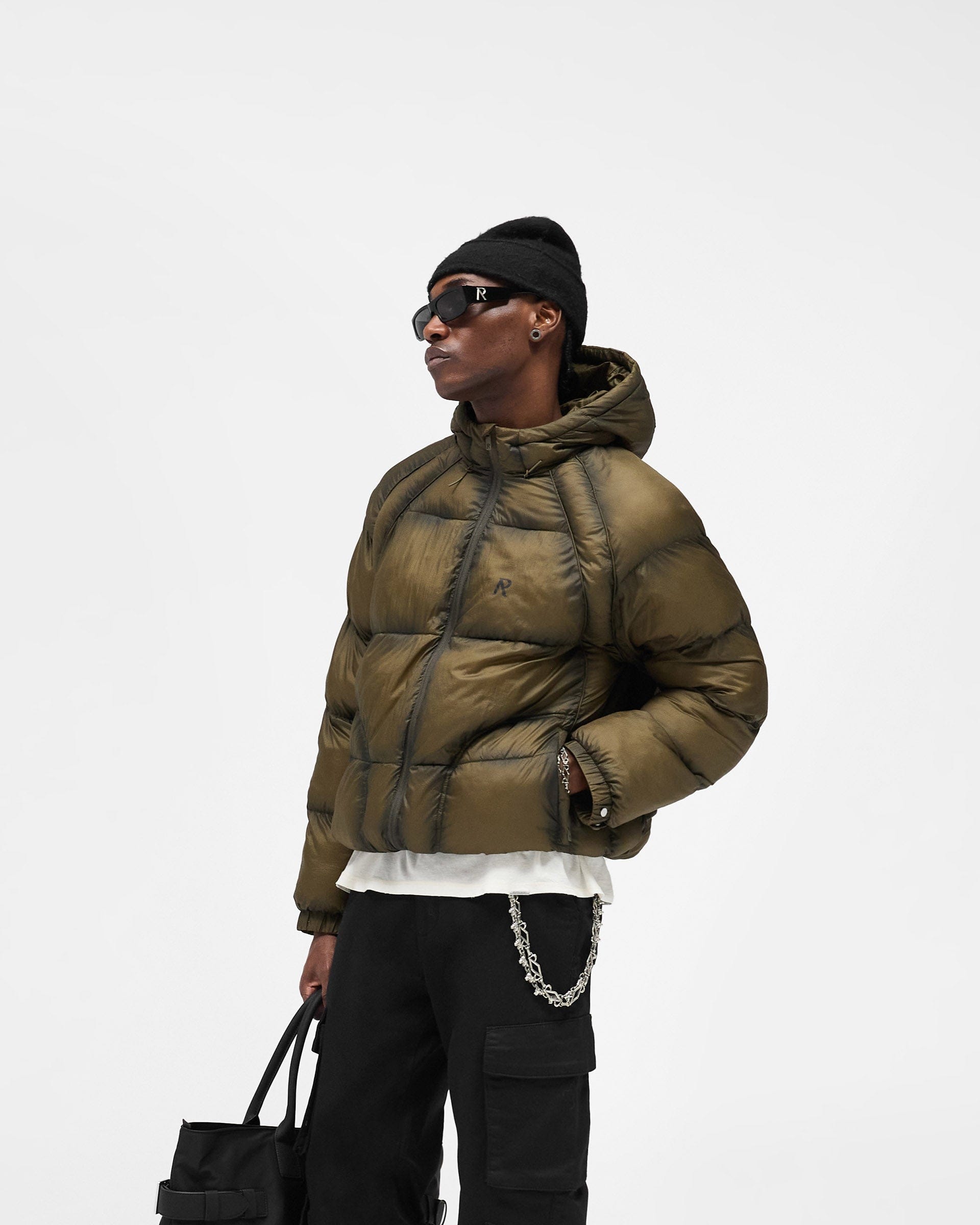FW25 Translucent Hooded Puffer - Dark Olive