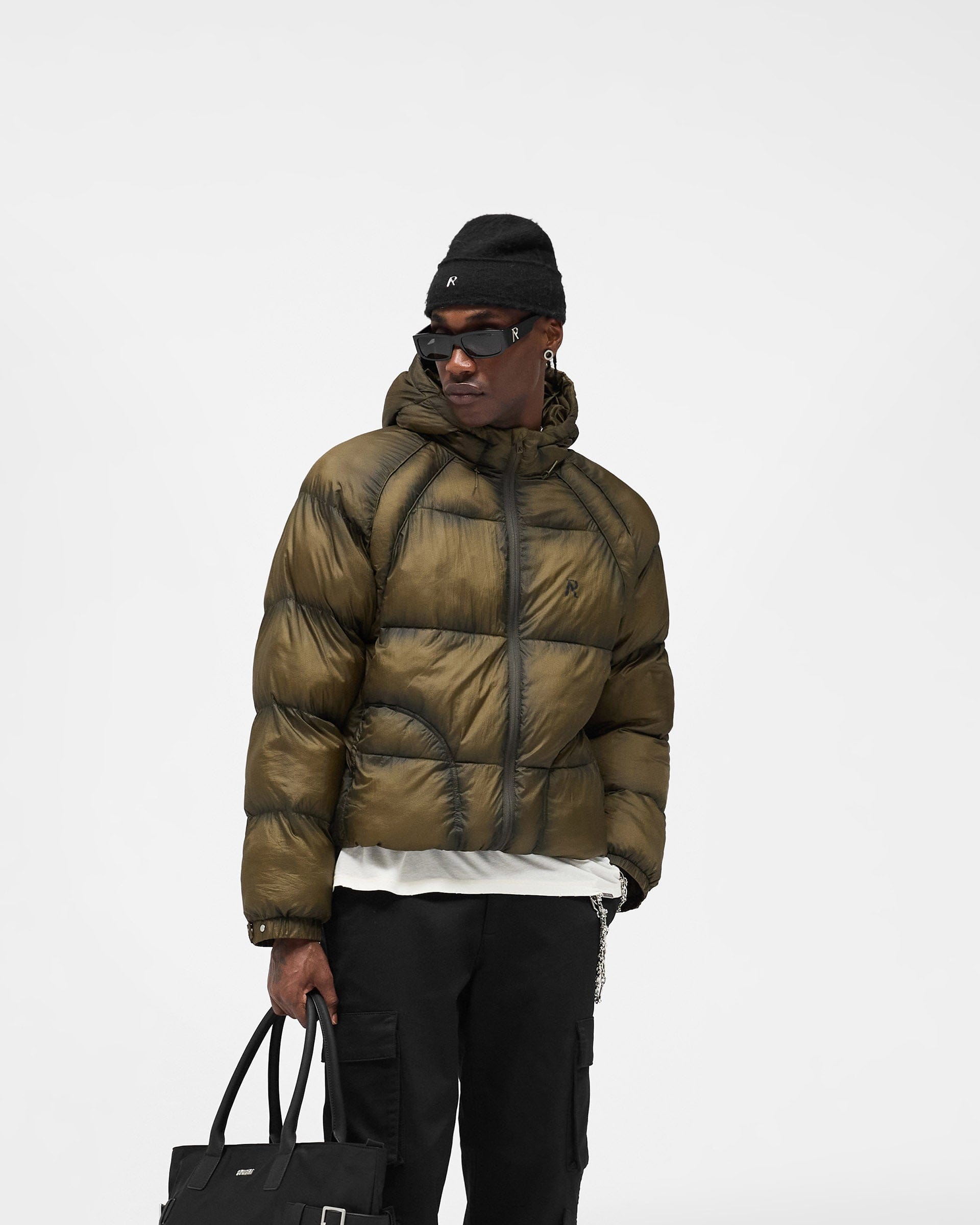 FW25 Translucent Hooded Puffer - Dark Olive
