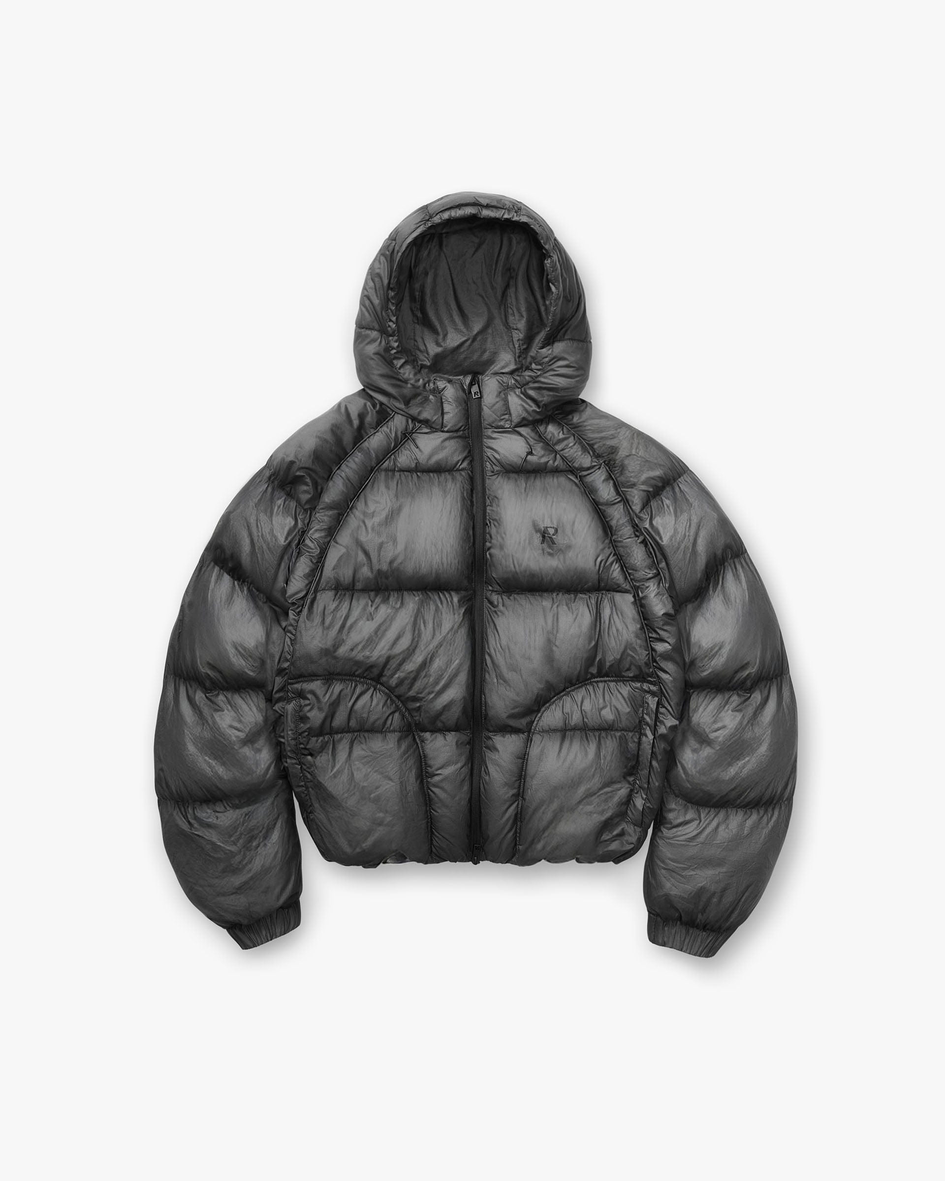 FW25 Translucent Hooded Puffer - Washed Black