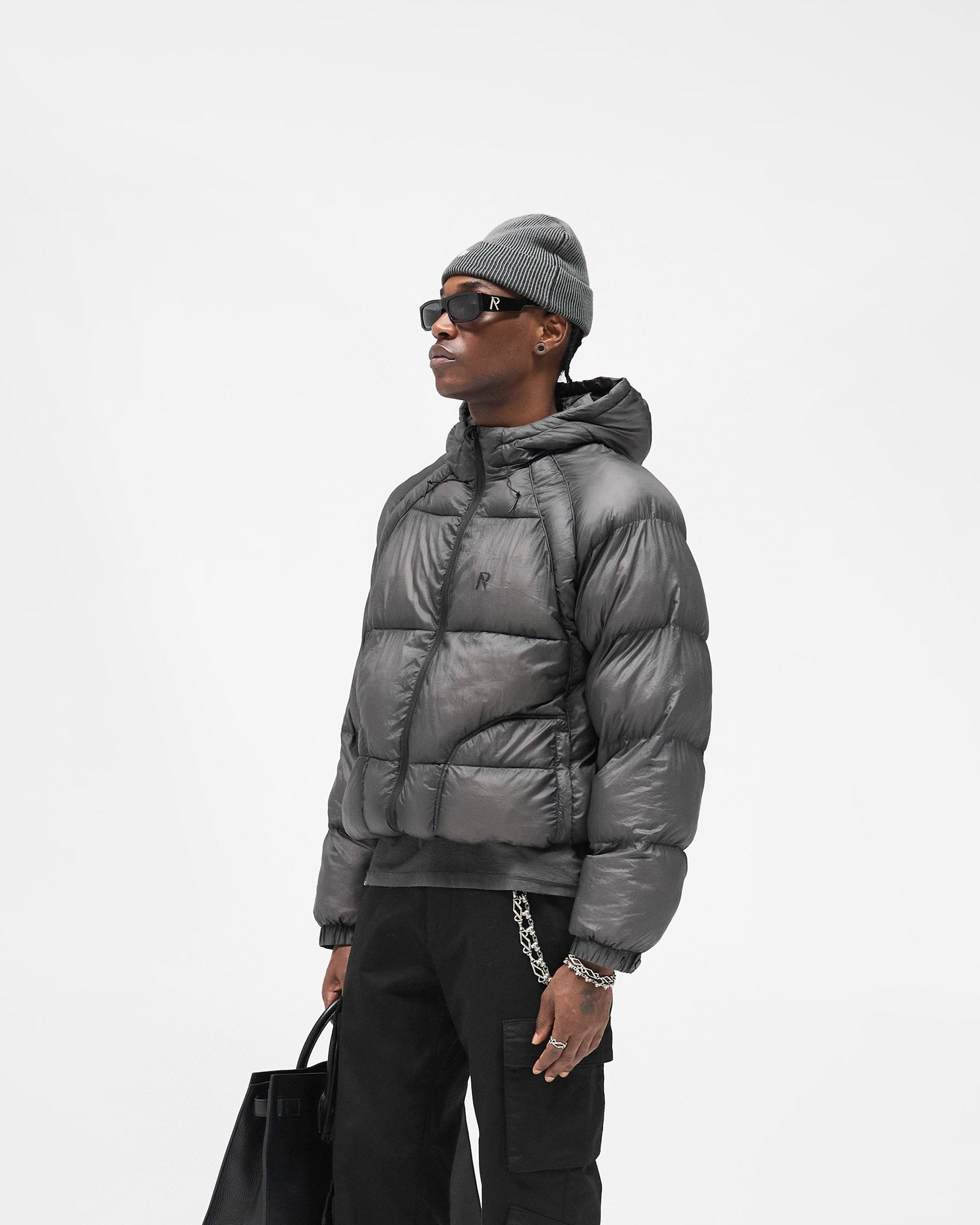 FW25 Translucent Hooded Puffer - Washed Black