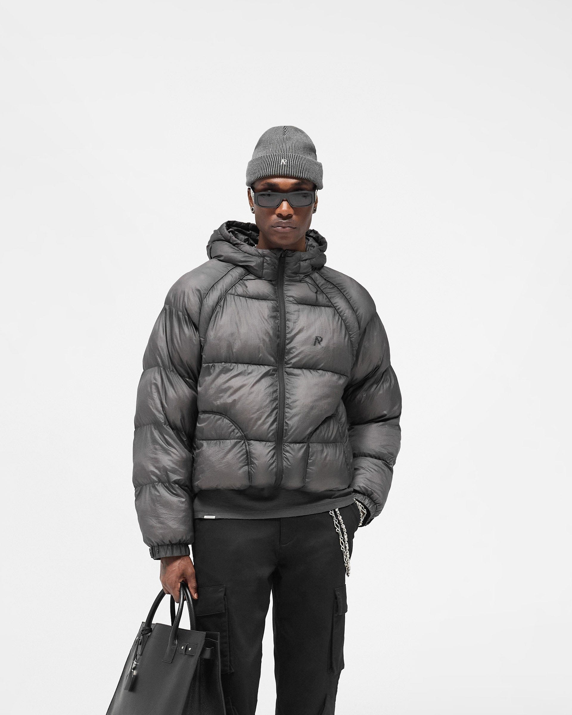 FW25 Translucent Hooded Puffer - Washed Black