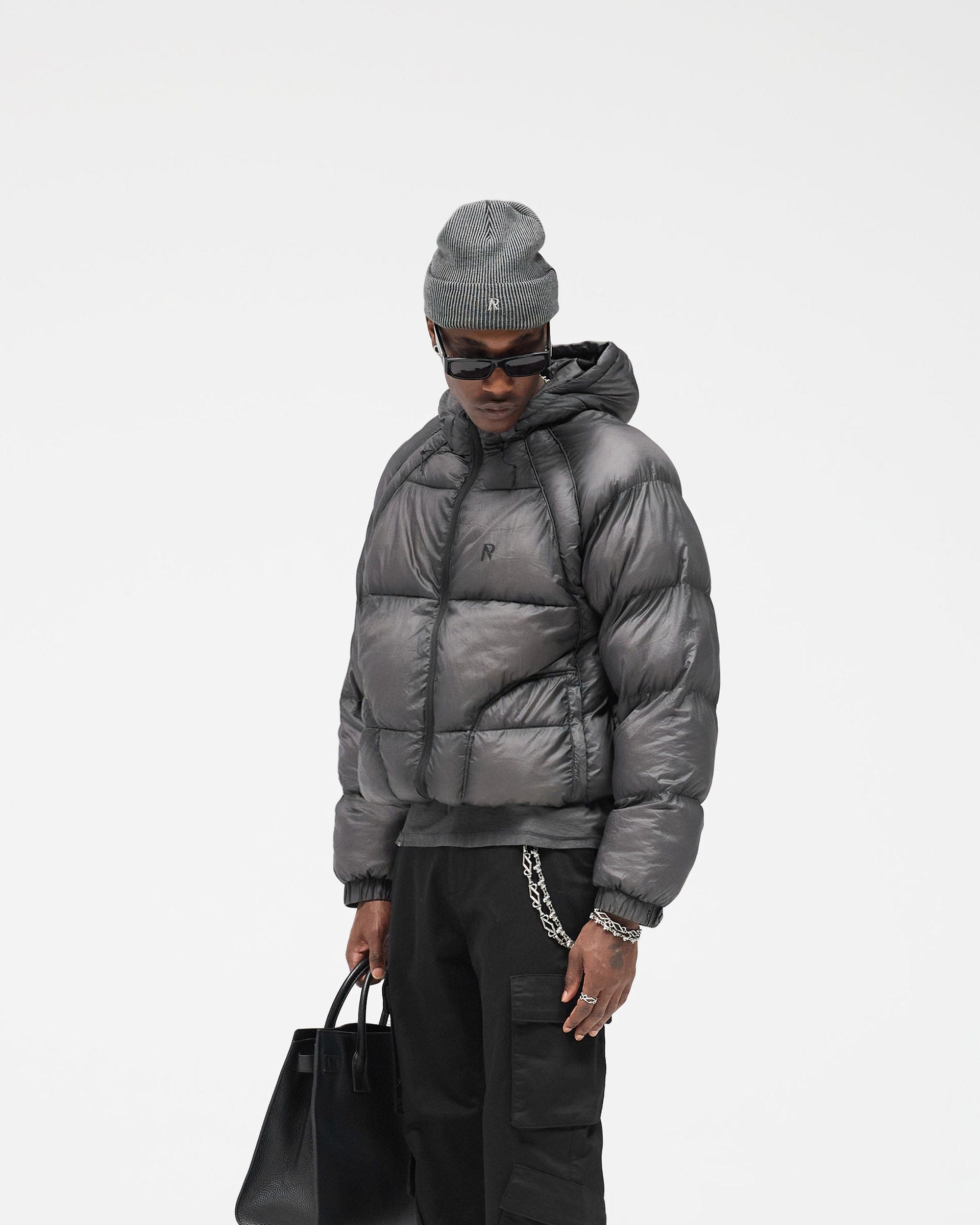 FW25 Translucent Hooded Puffer - Washed Black