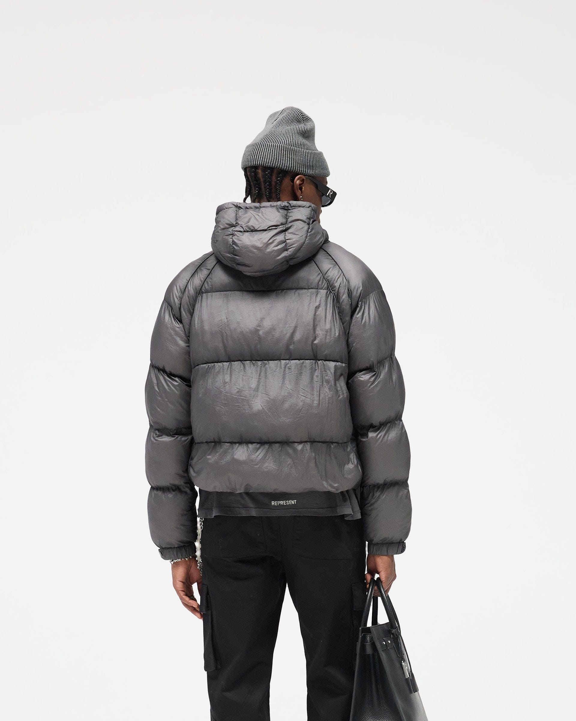 FW25 Translucent Hooded Puffer - Washed Black