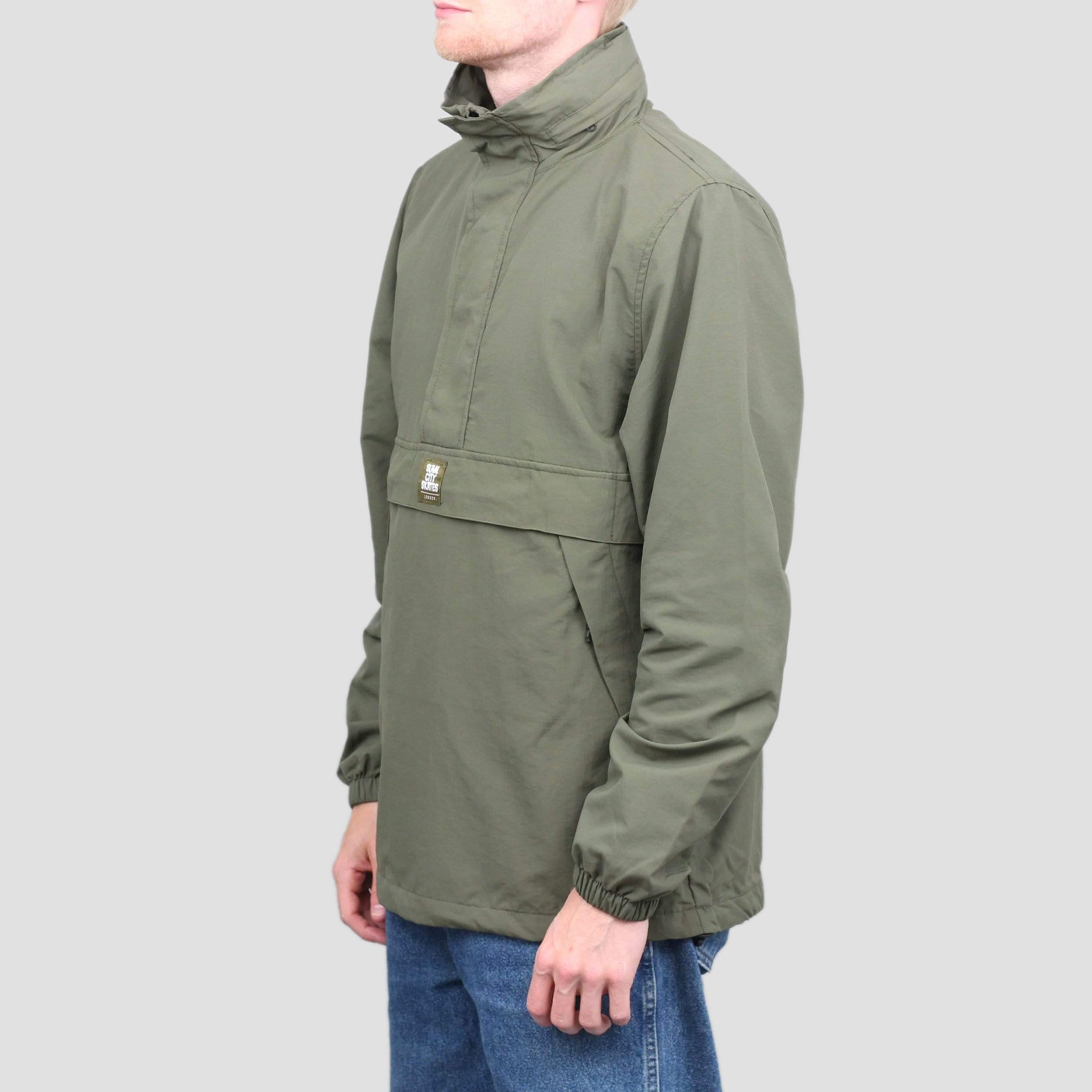 Slam City Skates Half Zip Shell Jacket Olive
