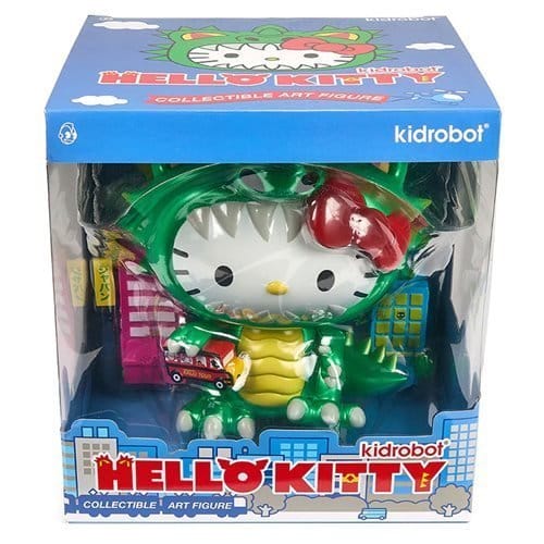 Kidrobot Sanrio Hello Kitty Kaiju Cosplay Metallic Green 8 - Inch Vinyl Figure