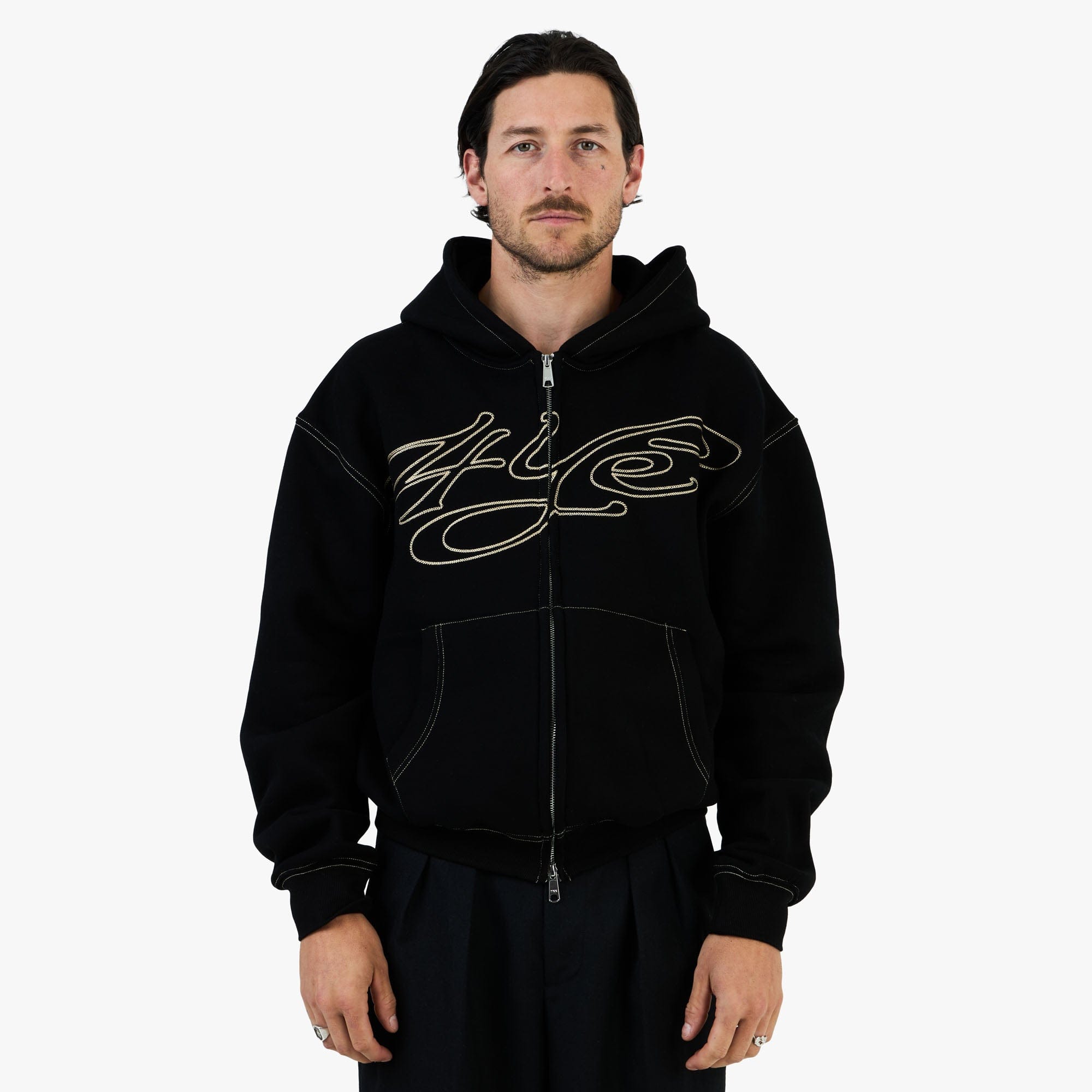 4YE Signature Zip Hoodie Black / Gold
