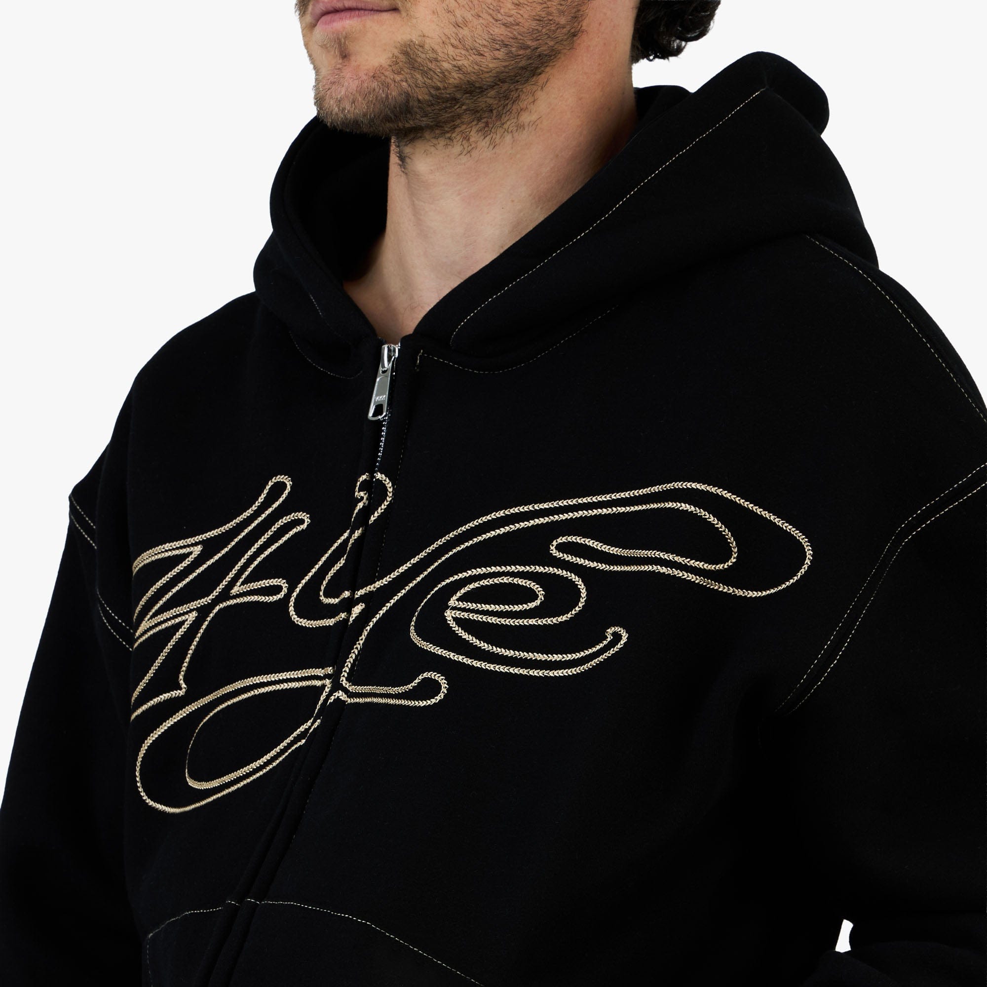 4YE Signature Zip Hoodie Black / Gold