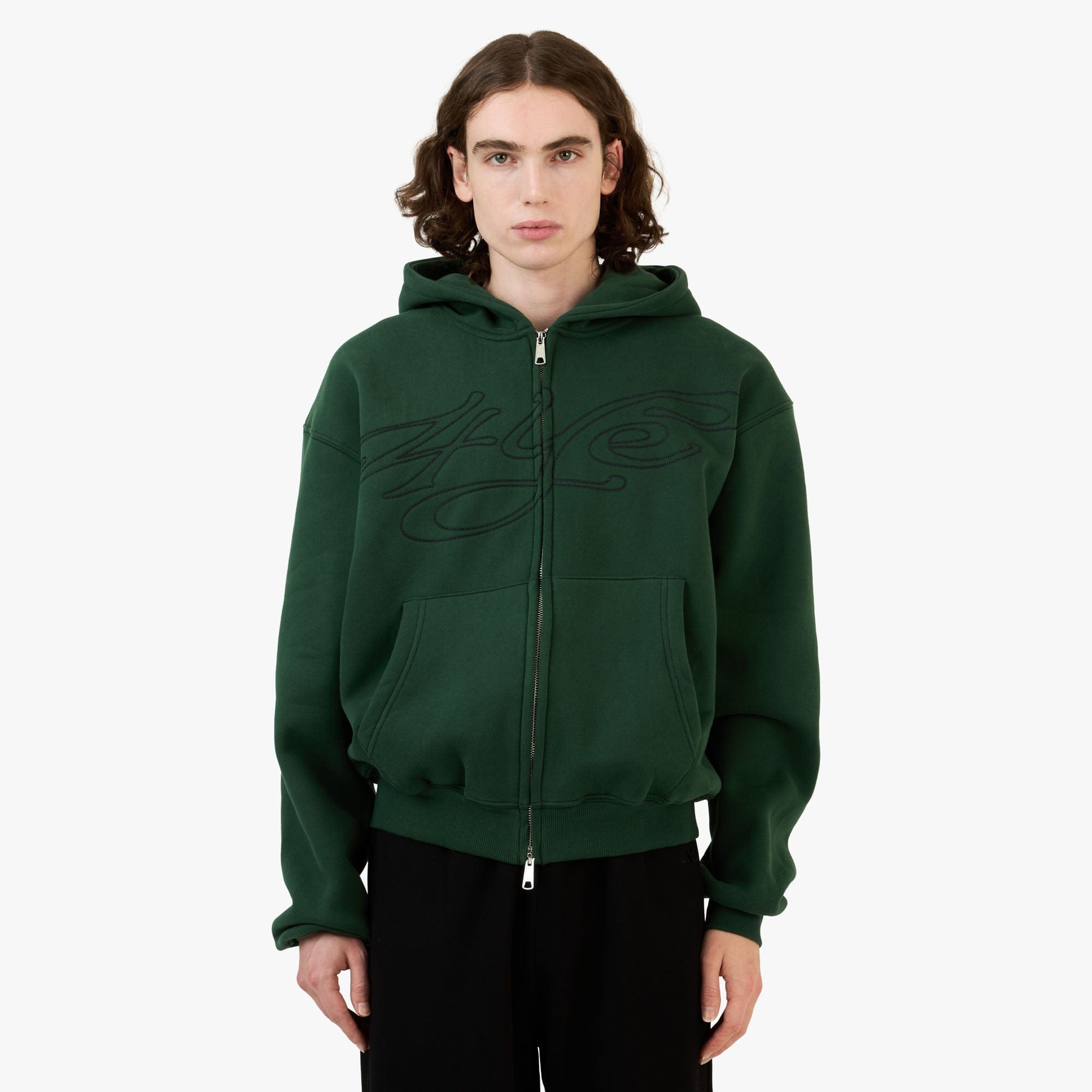 4YE Signature Zip Hoodie Forrest Green / Black