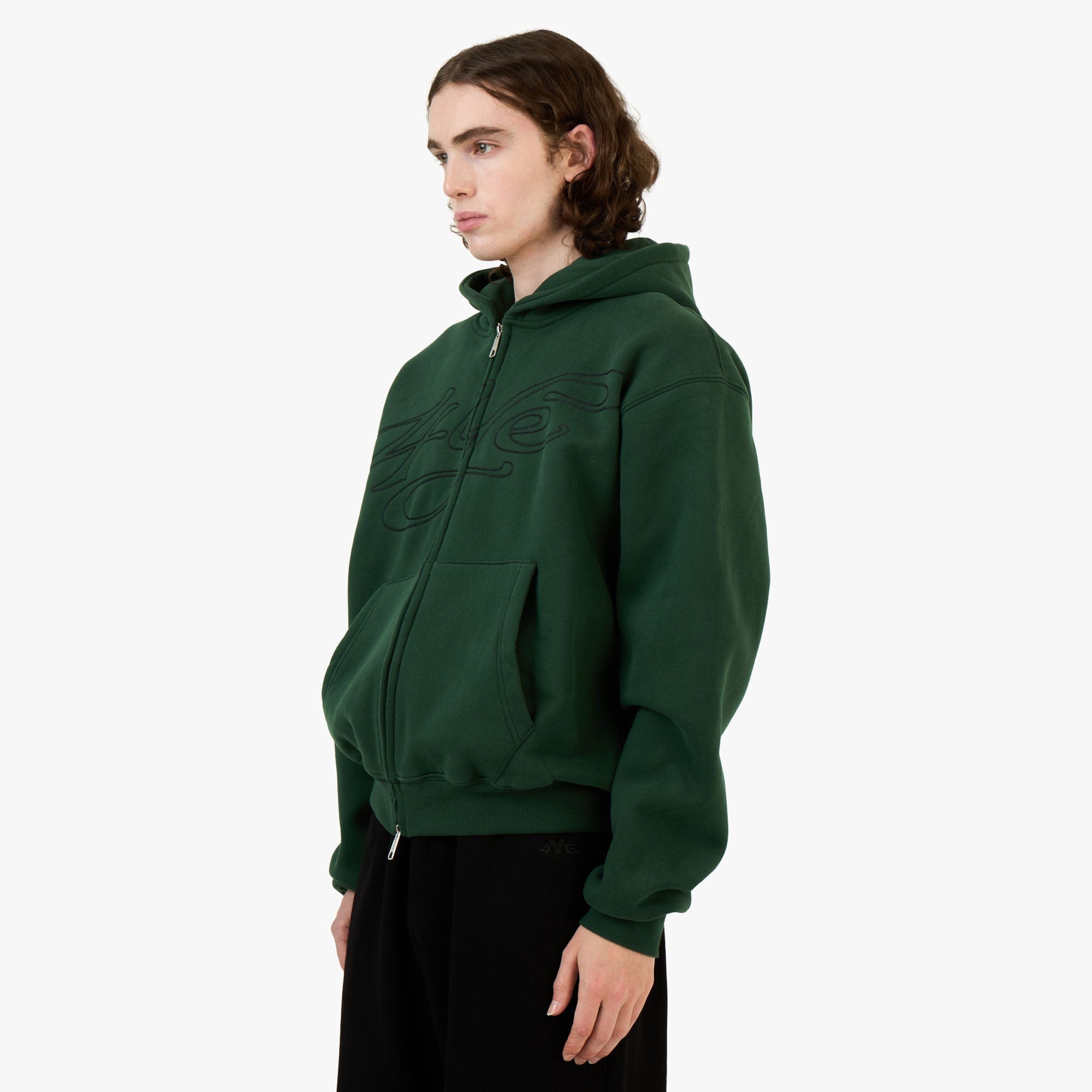 4YE Signature Zip Hoodie Forrest Green / Black