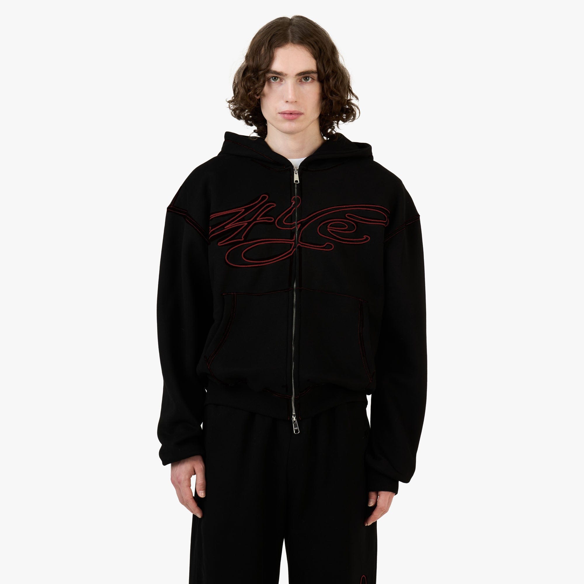 4YE Signature Zip Hoodie Forrest Black / Red