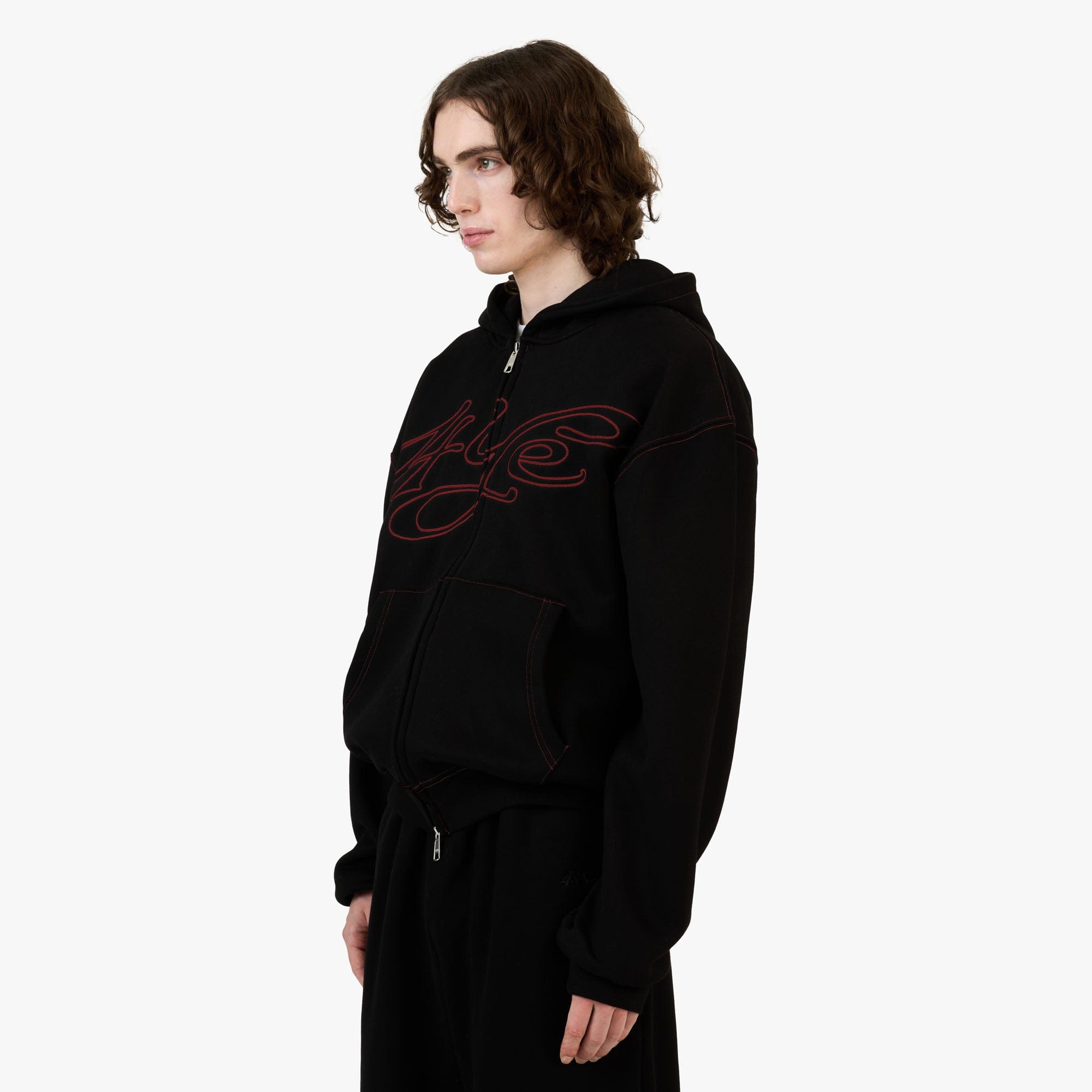 4YE Signature Zip Hoodie Forrest Black / Red
