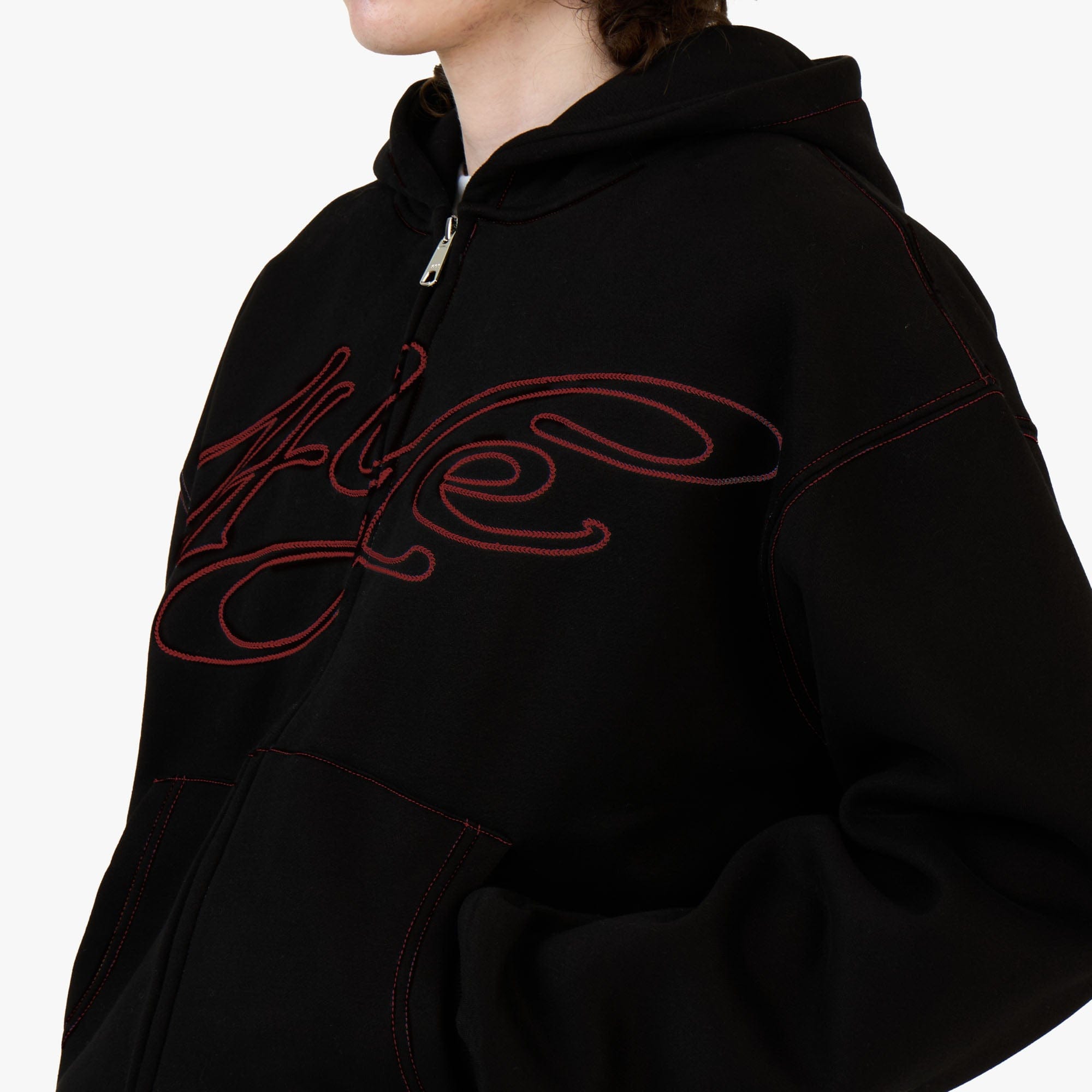 4YE Signature Zip Hoodie Forrest Black / Red