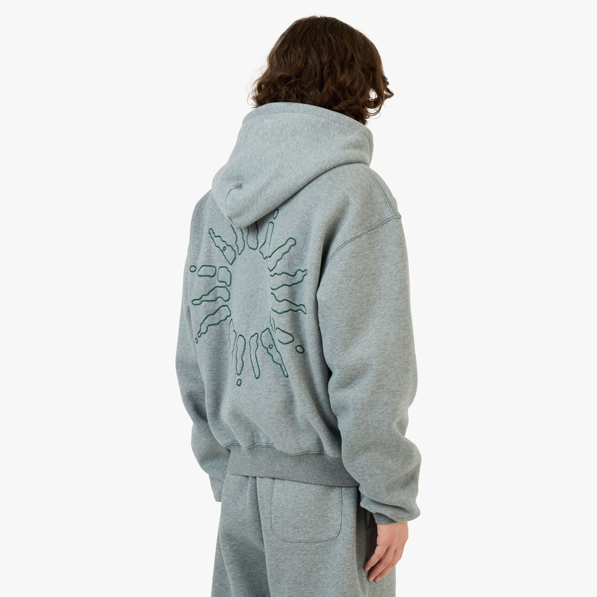 4YE Signature Zip Hoodie Medium Grey / Forrest Green