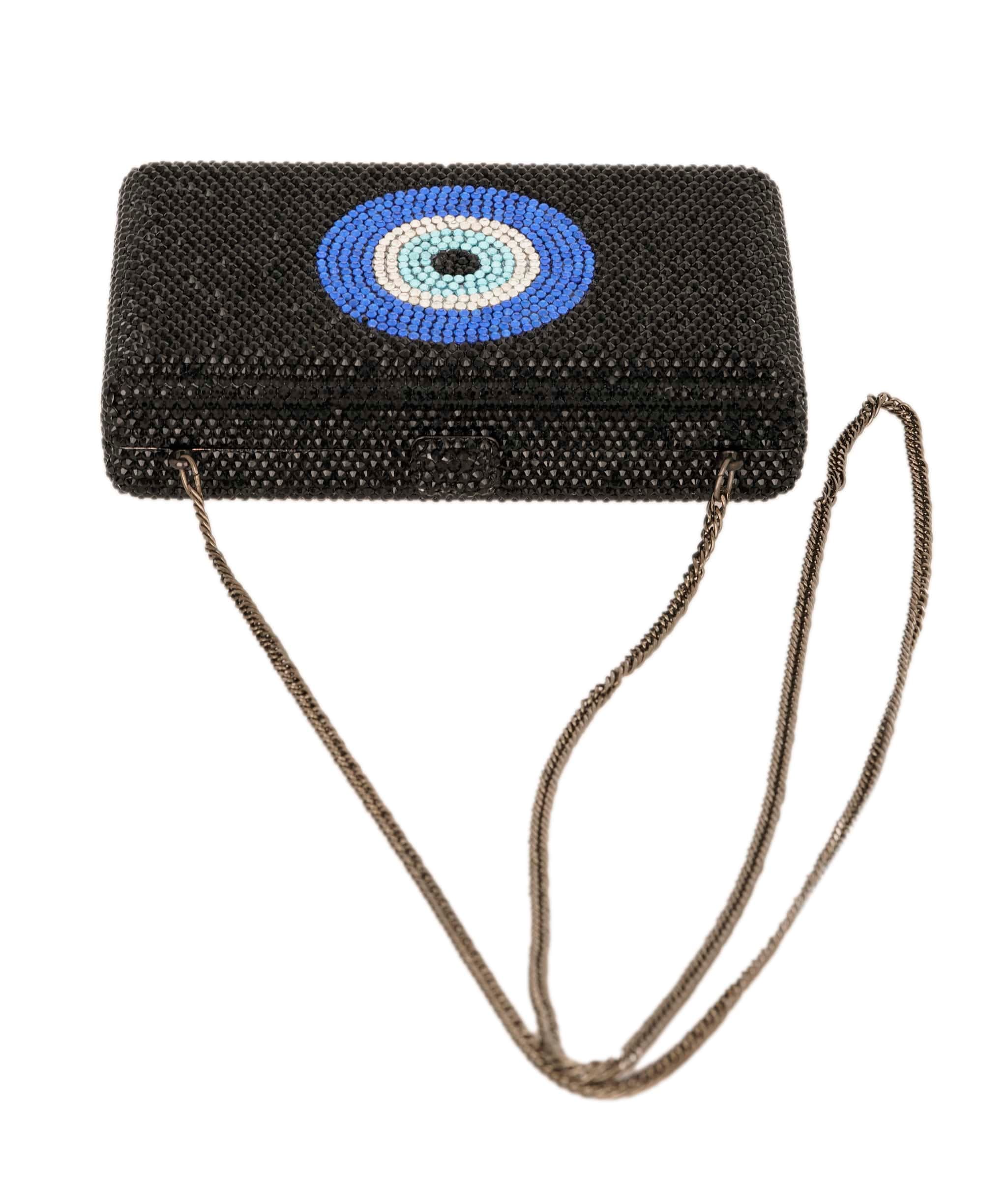 Ruya Customisable RÜYA Small Box bag with a black crystal finish and evil eye motif design AKC0735