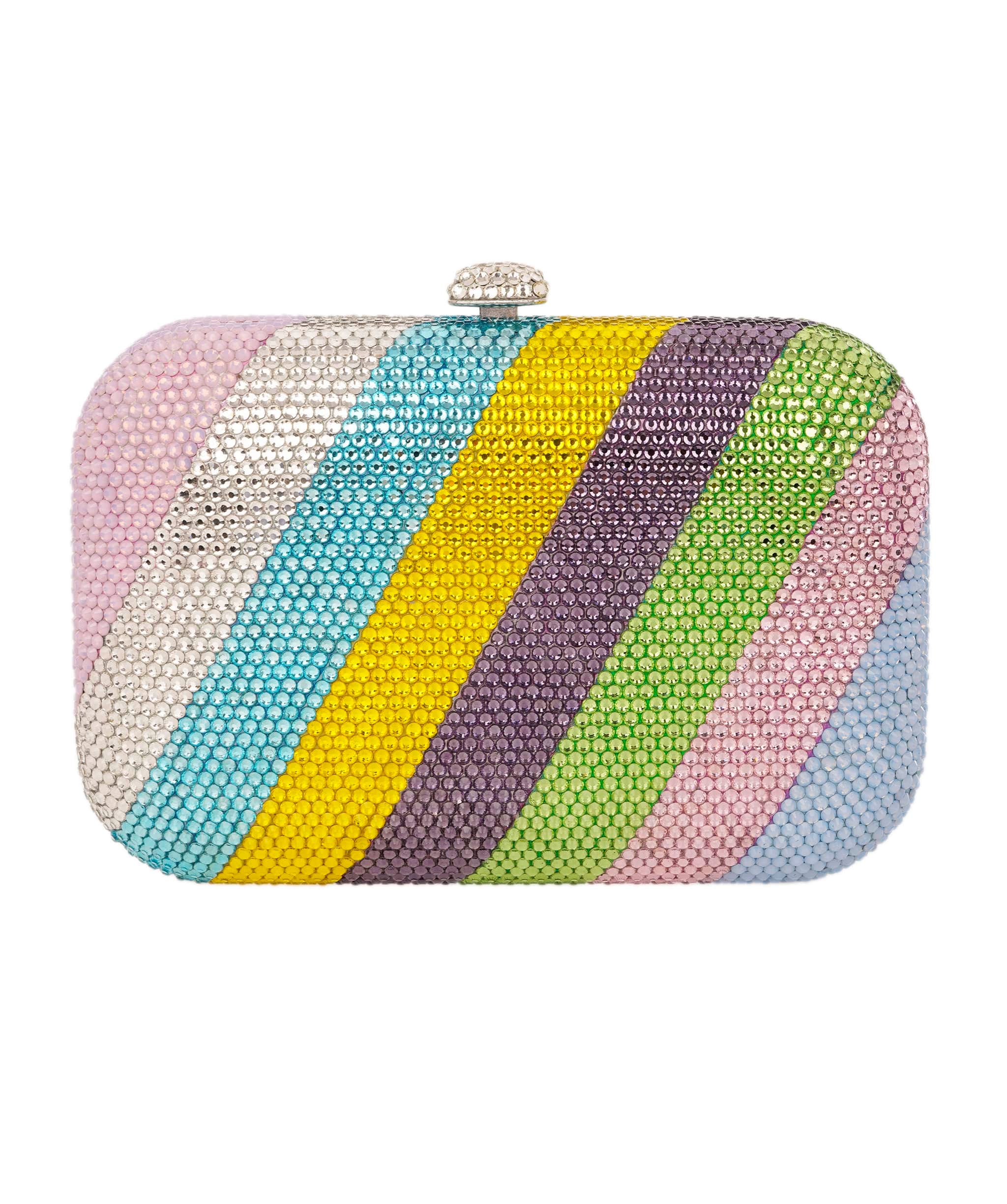Ruya Customisable RÜYA Large Curve bag with multicolour stripe crystal finish and silver personalised lettering AKC0734