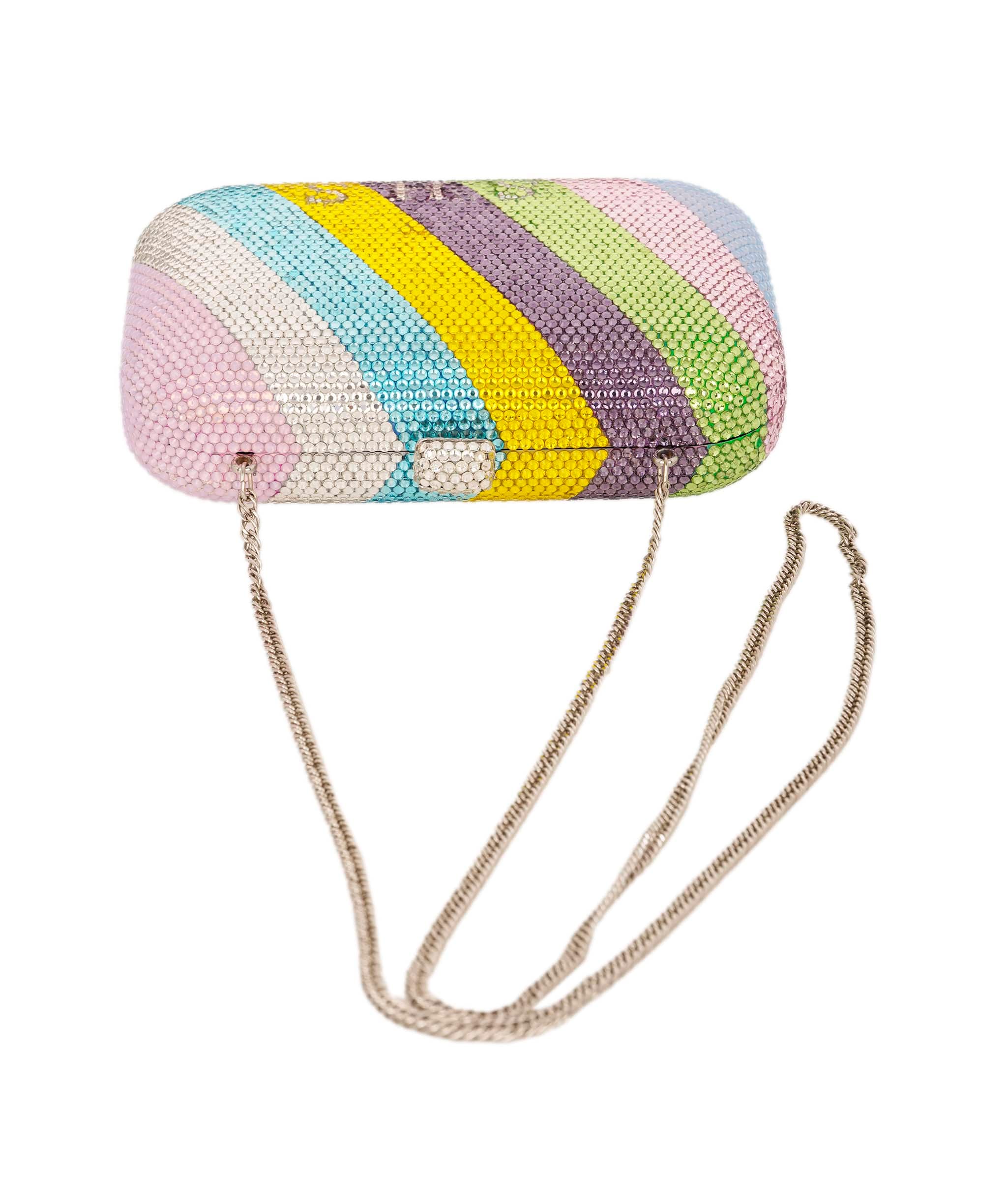 Ruya Customisable RÜYA Large Curve bag with multicolour stripe crystal finish and silver personalised lettering AKC0734