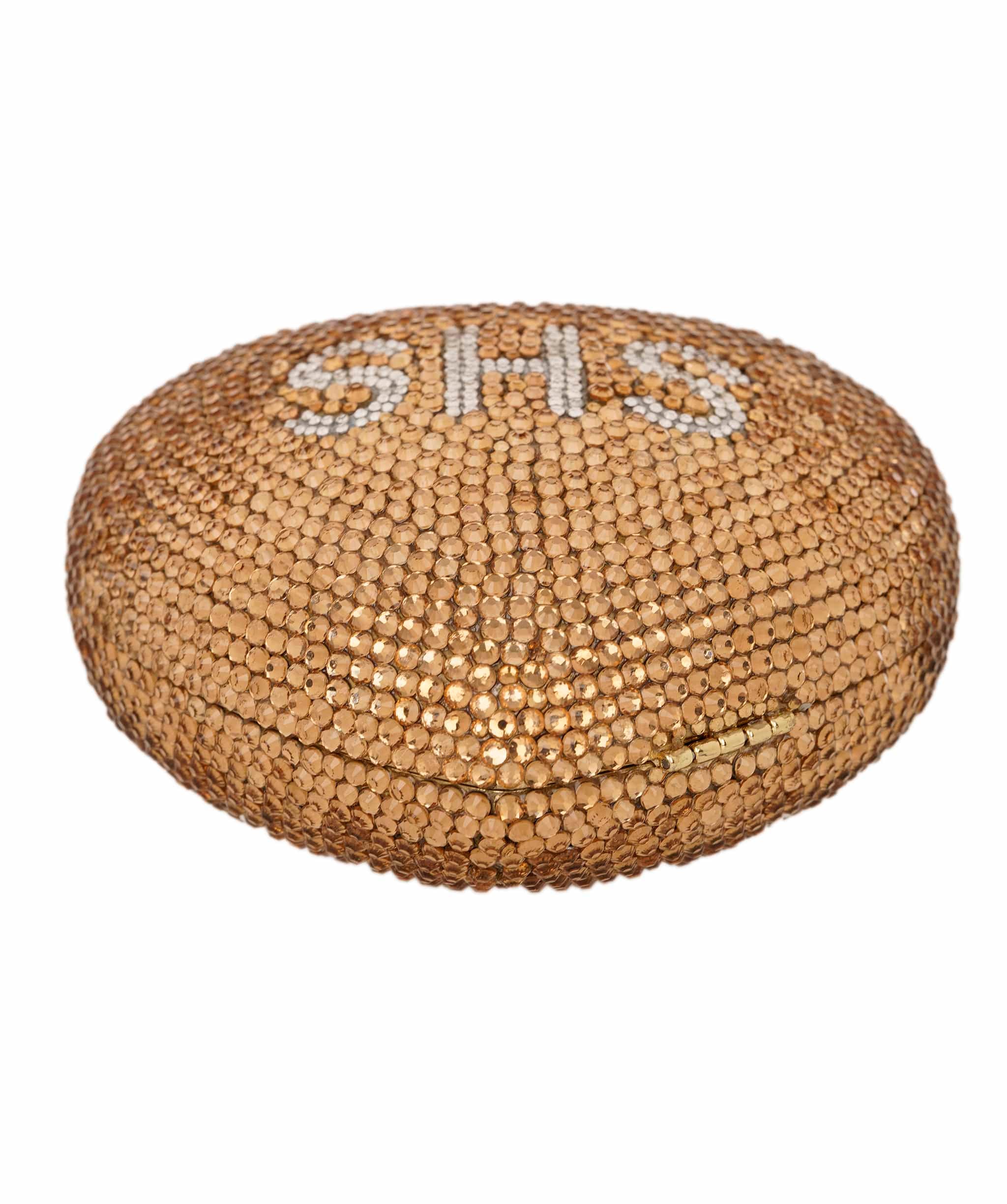 Ruya Customisable RÜYA Heart Shape bag with a gold crystal finish and silver personalised lettering AKC0730