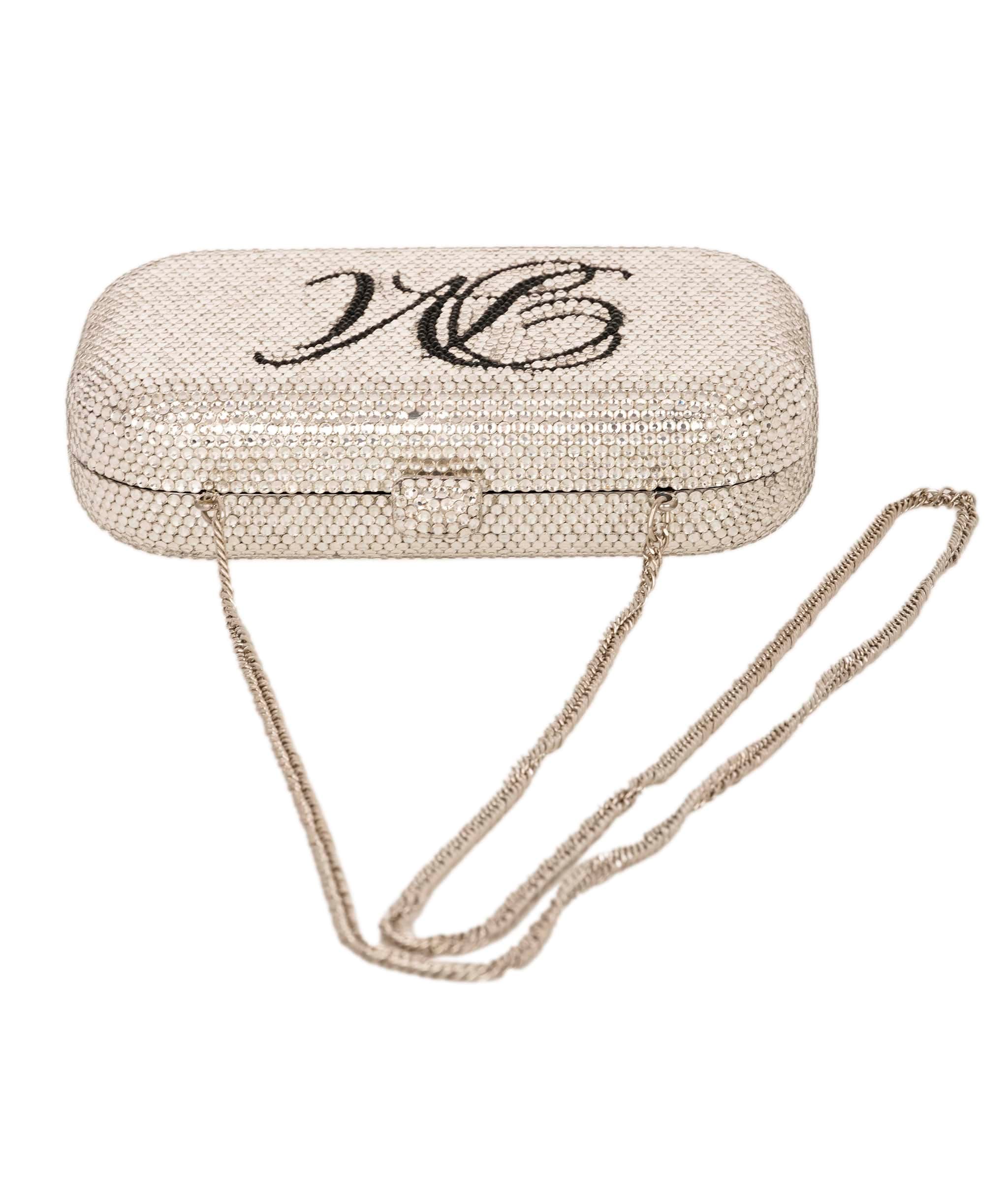 Ruya Customisable RÜYA Small Curve bag with a silver crystal finish and black personalised lettering AKC0726