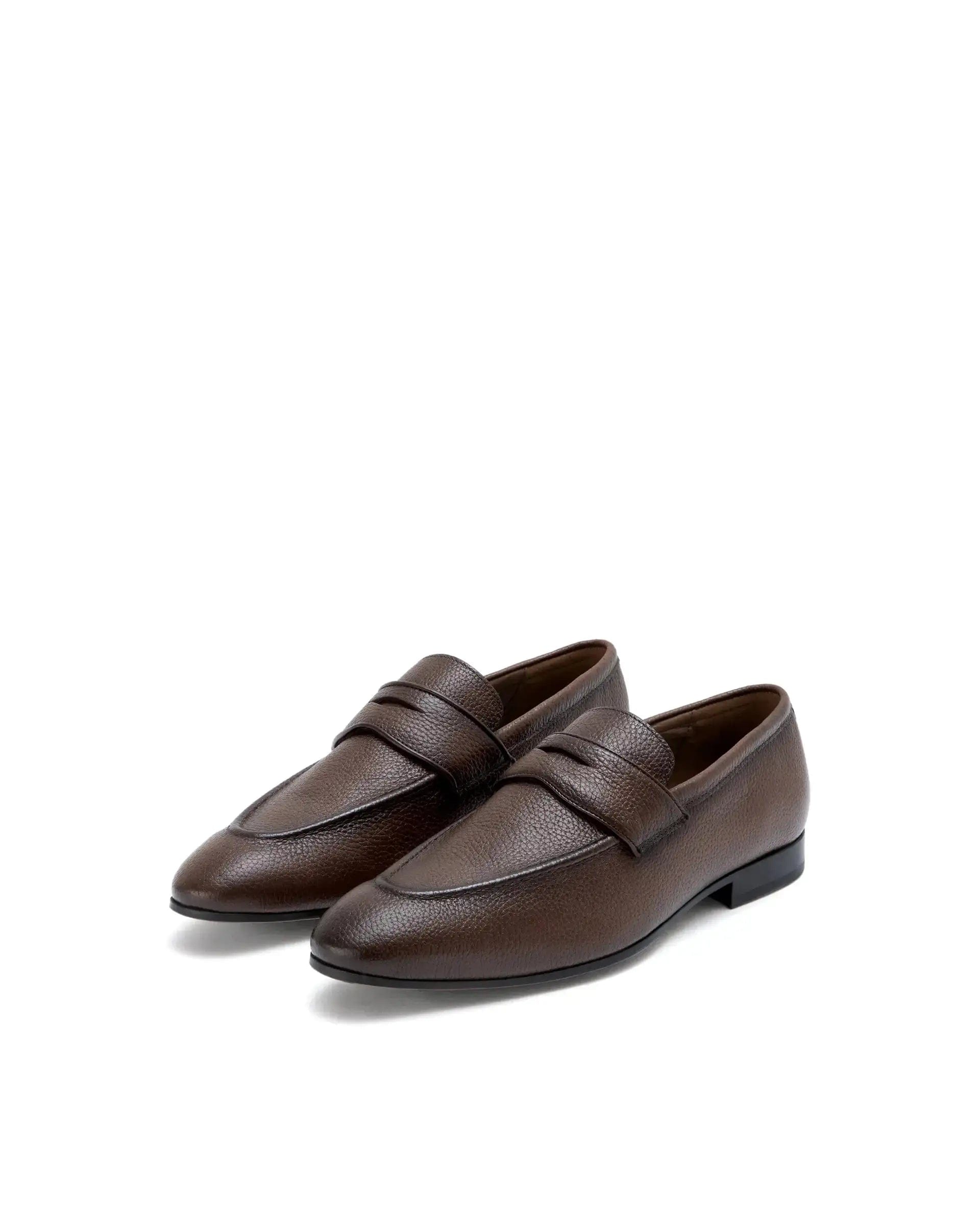 RAREZ Rare Rabbit Men Ardent Tan Milled Leather Penny Saddle Slip - On Loafers