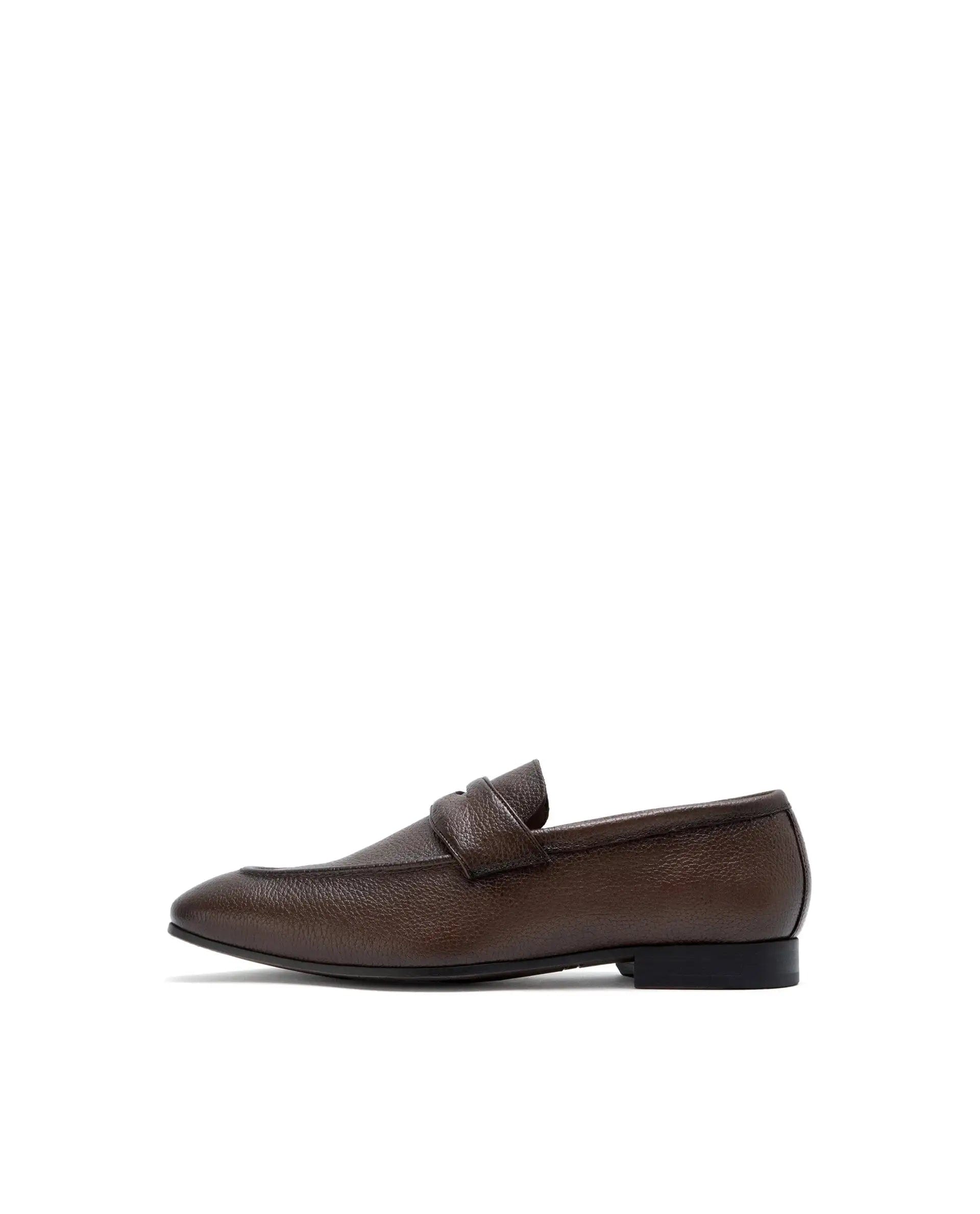 RAREZ Rare Rabbit Men Ardent Tan Milled Leather Penny Saddle Slip - On Loafers