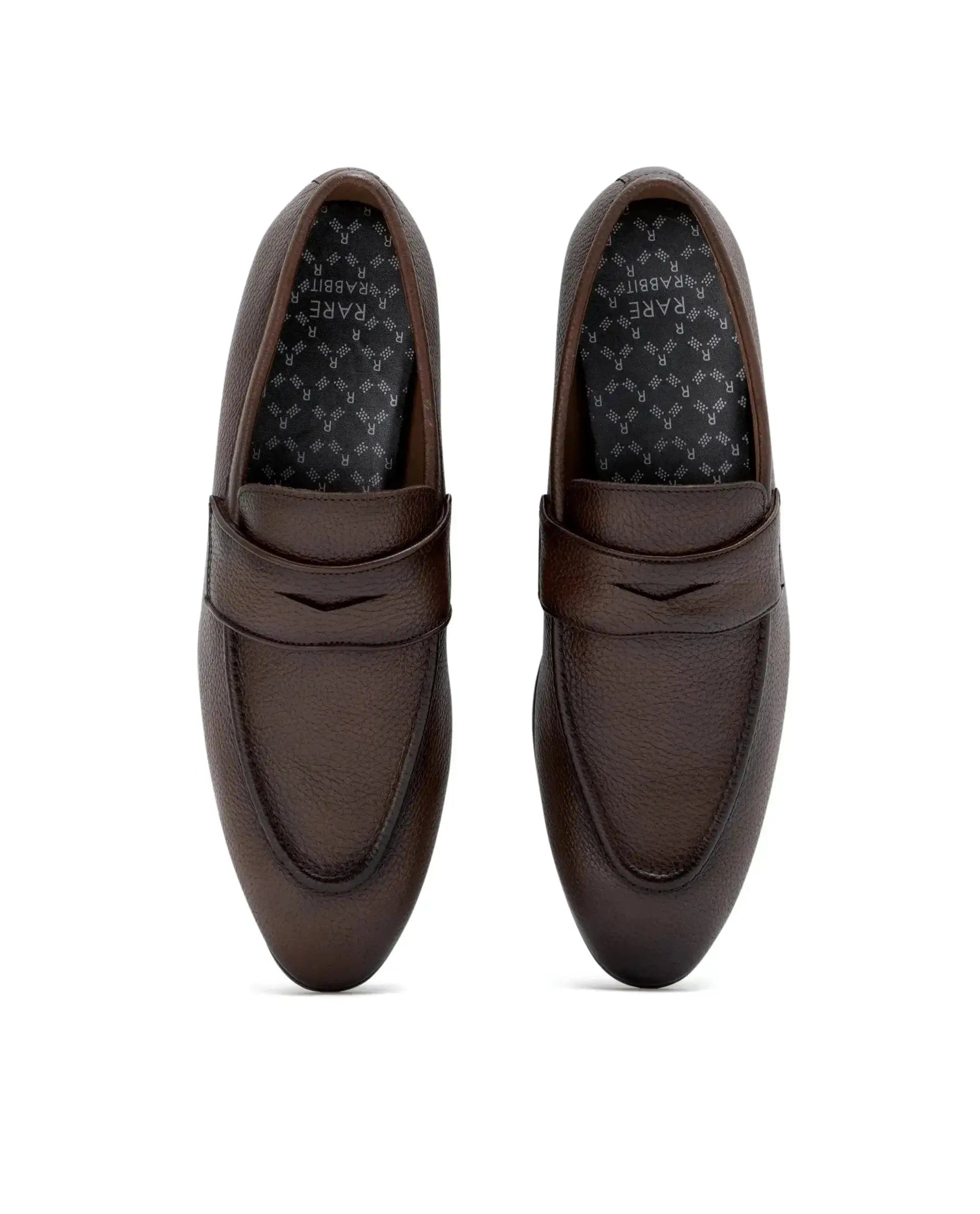 RAREZ Rare Rabbit Men Ardent Tan Milled Leather Penny Saddle Slip - On Loafers