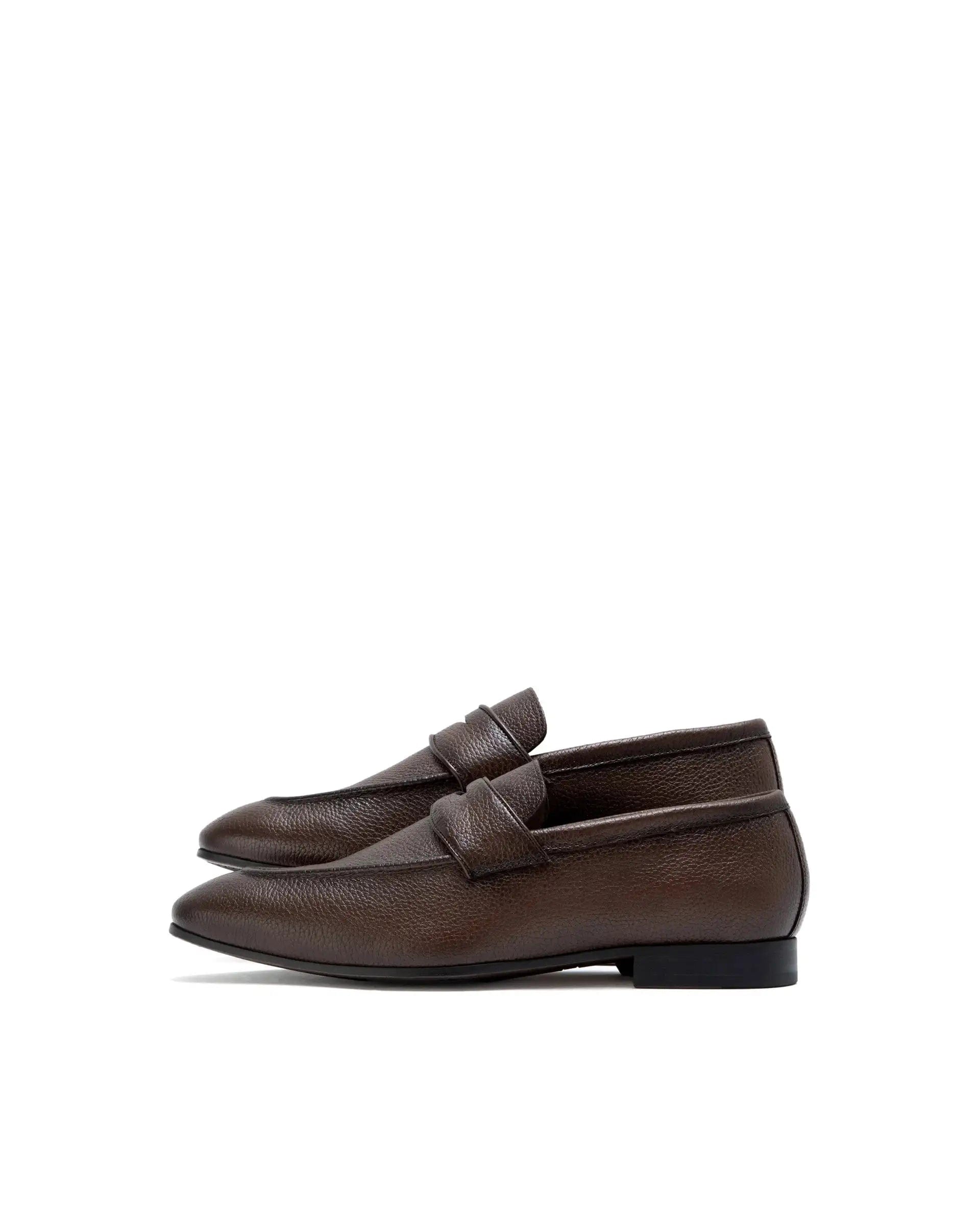 RAREZ Rare Rabbit Men Ardent Tan Milled Leather Penny Saddle Slip - On Loafers