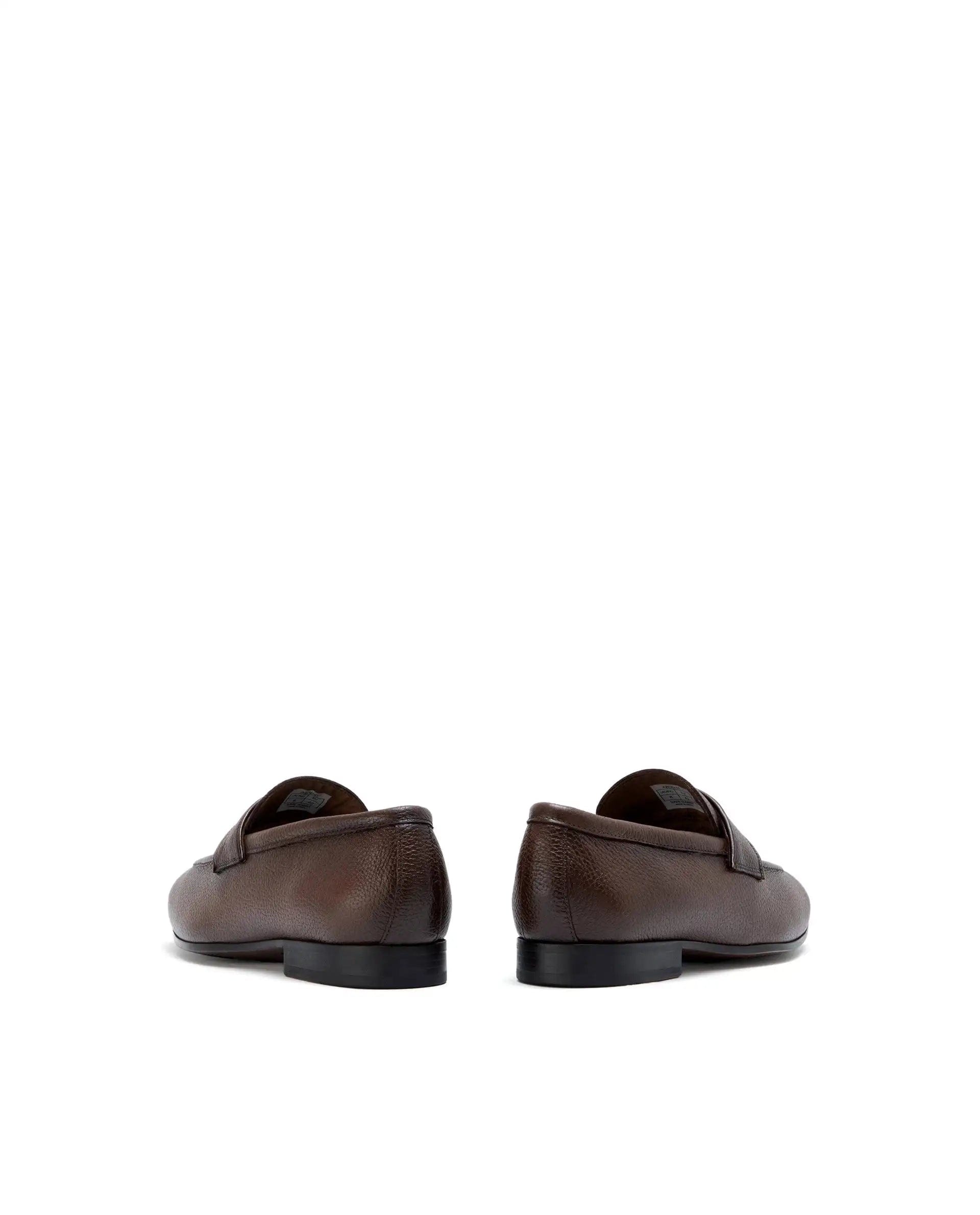 RAREZ Rare Rabbit Men Ardent Tan Milled Leather Penny Saddle Slip - On Loafers