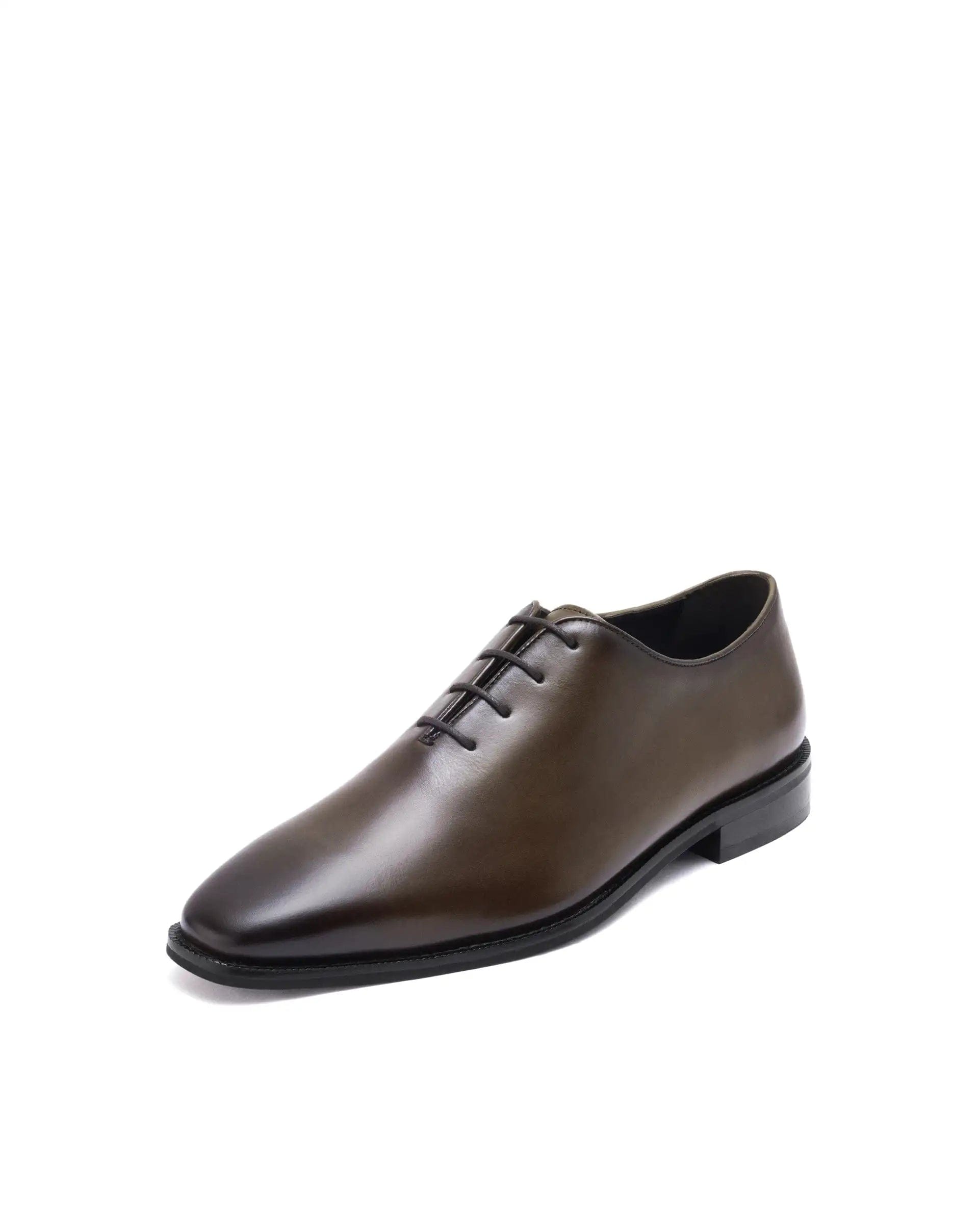 RAREZ Rare Rabbit Men Corax Olive Lace - Up Single Piece Genuine Leather Shoes