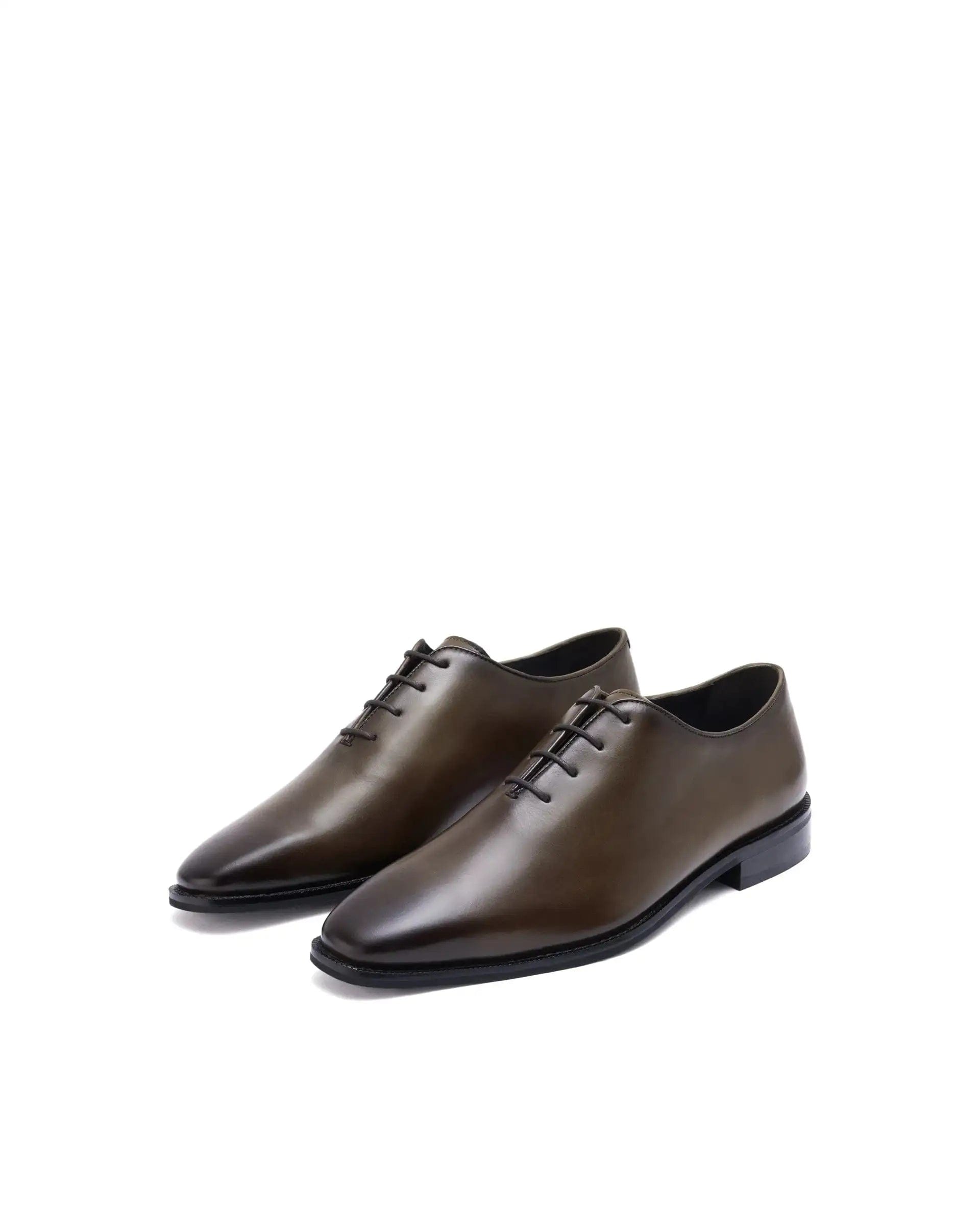 RAREZ Rare Rabbit Men Corax Olive Lace - Up Single Piece Genuine Leather Shoes