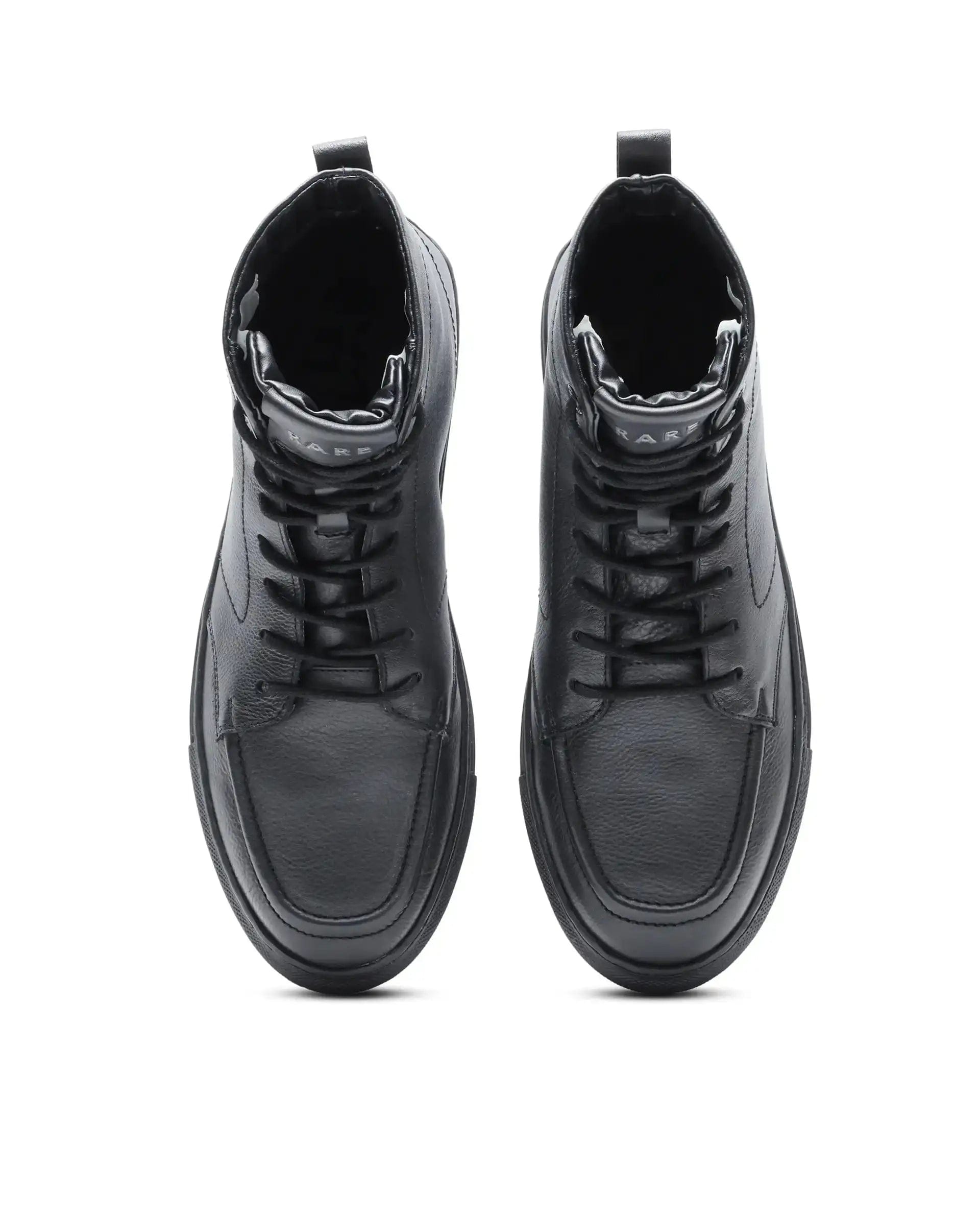 RAREZ Rare Rabbit Men's Taico Black Leather Lace - Up Closure Boots