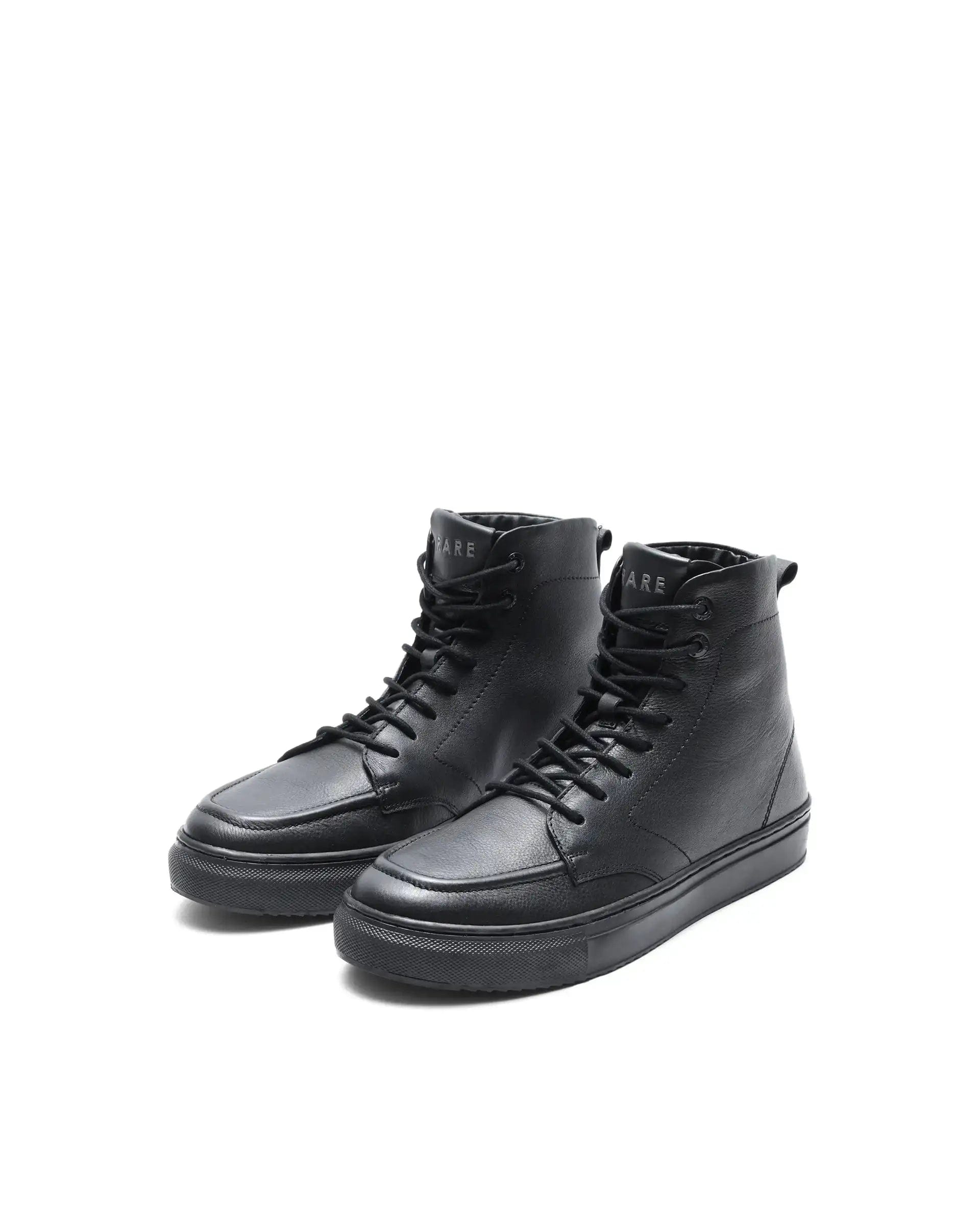 RAREZ Rare Rabbit Men's Taico Black Leather Lace - Up Closure Boots