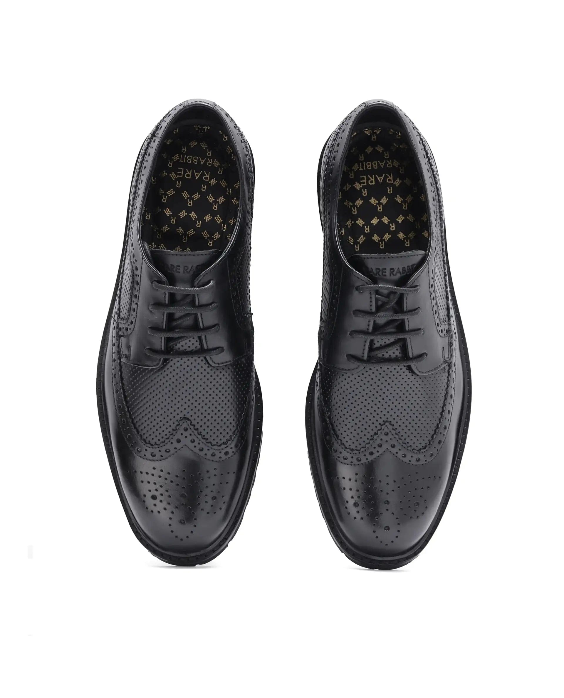 RAREZ Rare Rabbit Men's Brox Black Plain Shoes