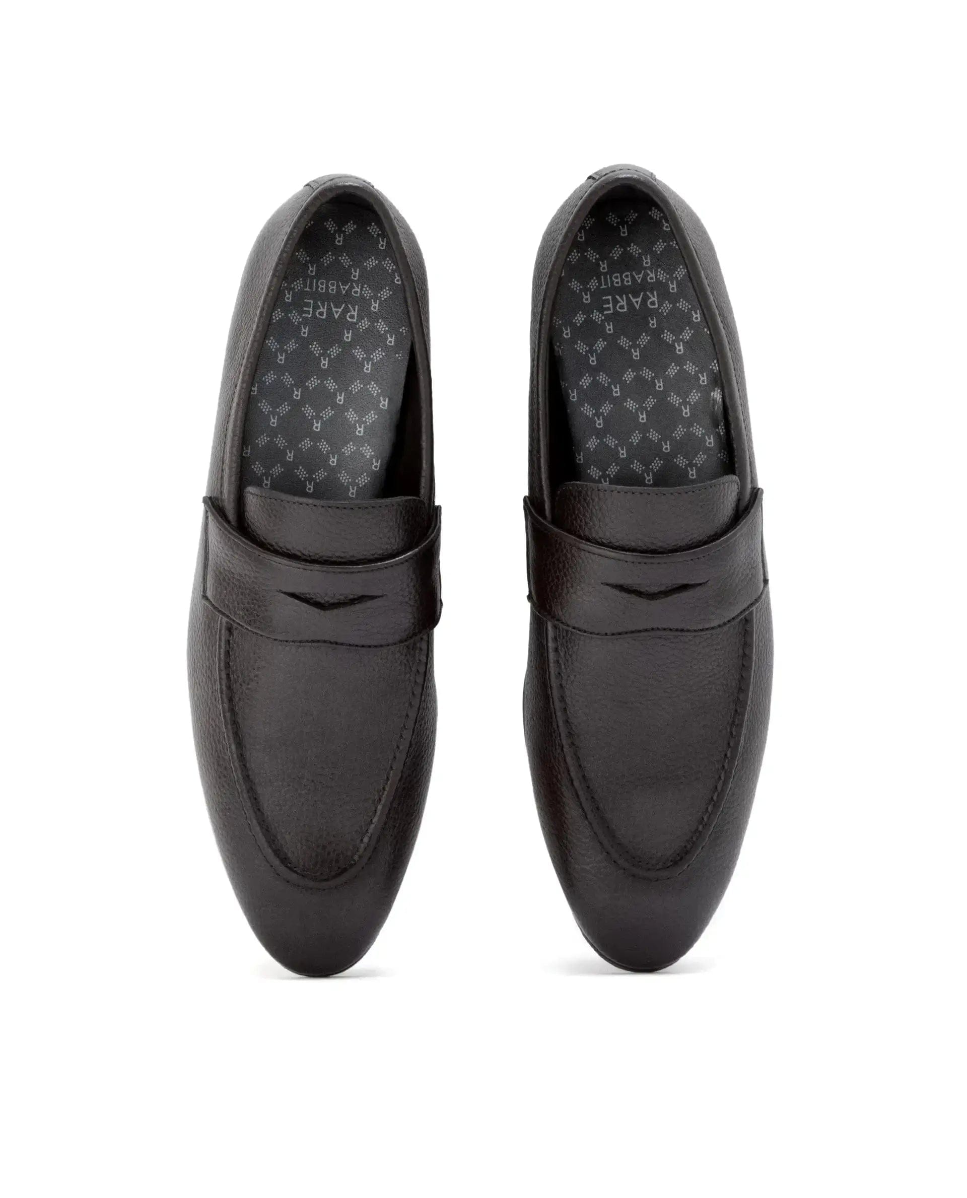RAREZ Rare Rabbit Men Ardent Brown Milled Leather Penny Saddle Slip - On Loafers