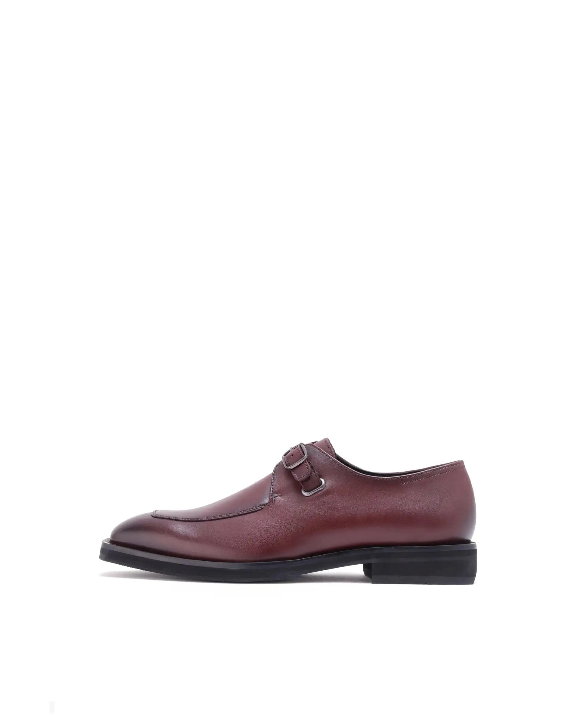 RAREZ Rare Rabbit Men Kai Maroon Genuine Leather Buckle Strap Slip - On Loafers