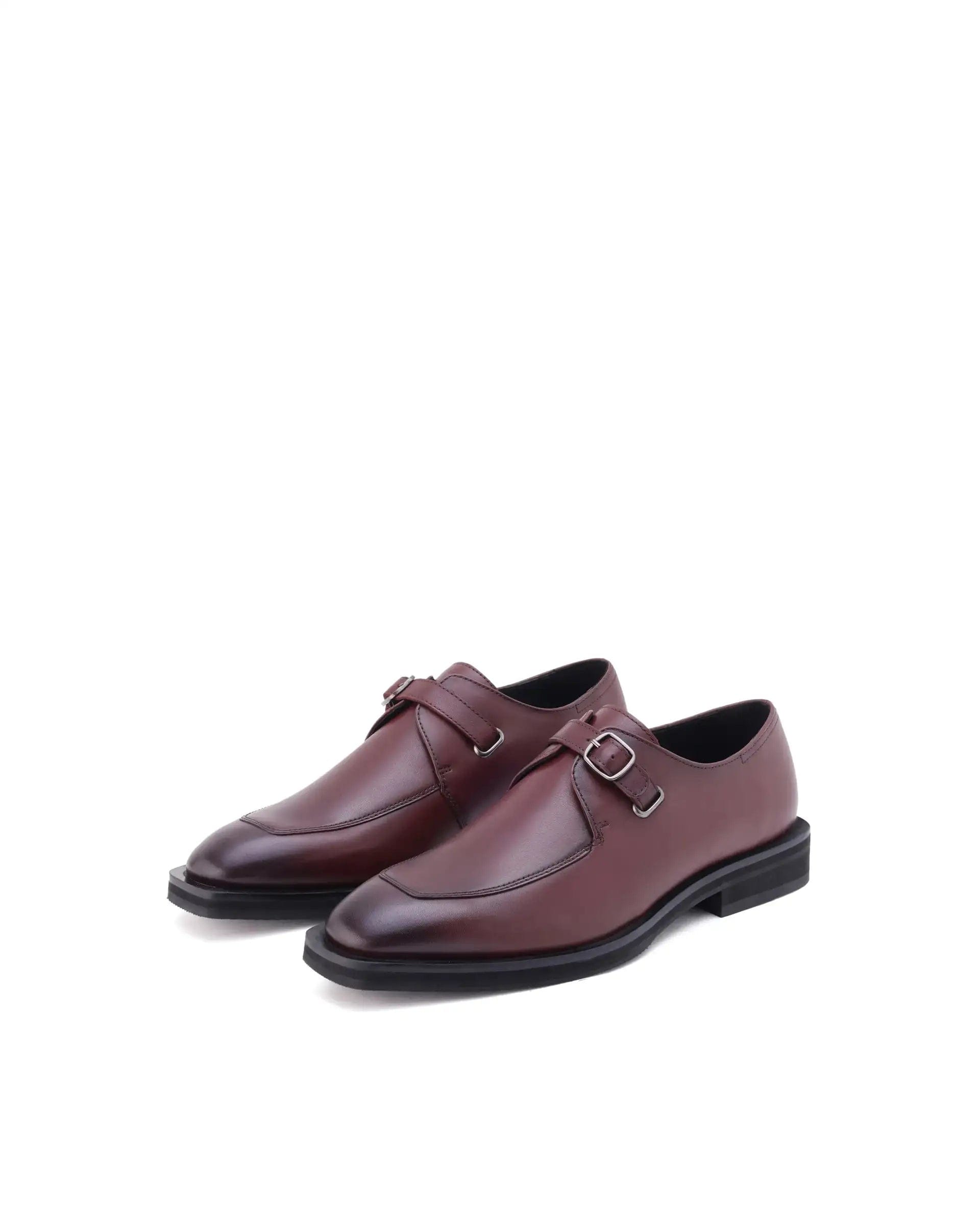 RAREZ Rare Rabbit Men Kai Maroon Genuine Leather Buckle Strap Slip - On Loafers