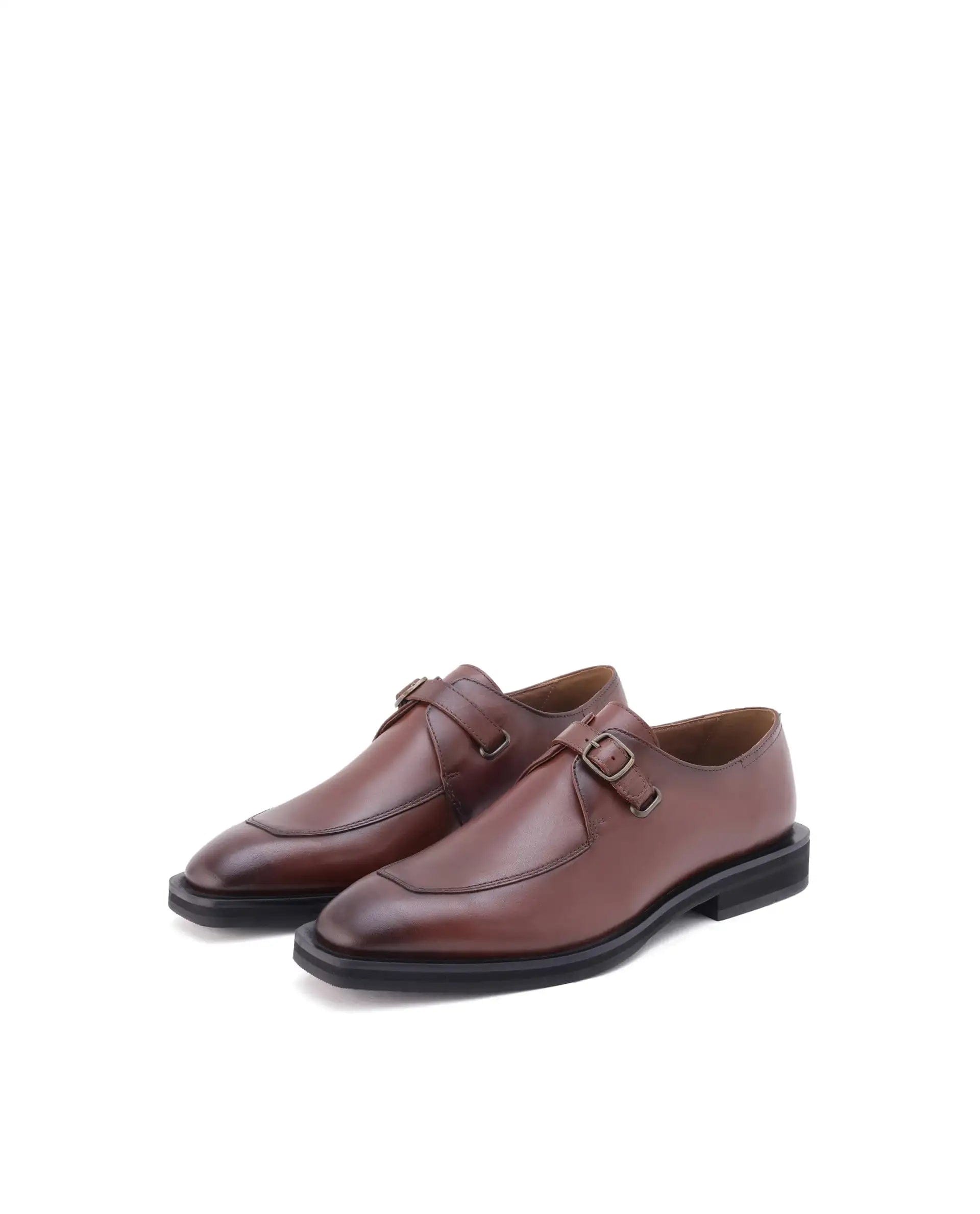 RAREZ Rare Rabbit Men Kai Tan Genuine Leather Buckle Strap Slip - On Loafers