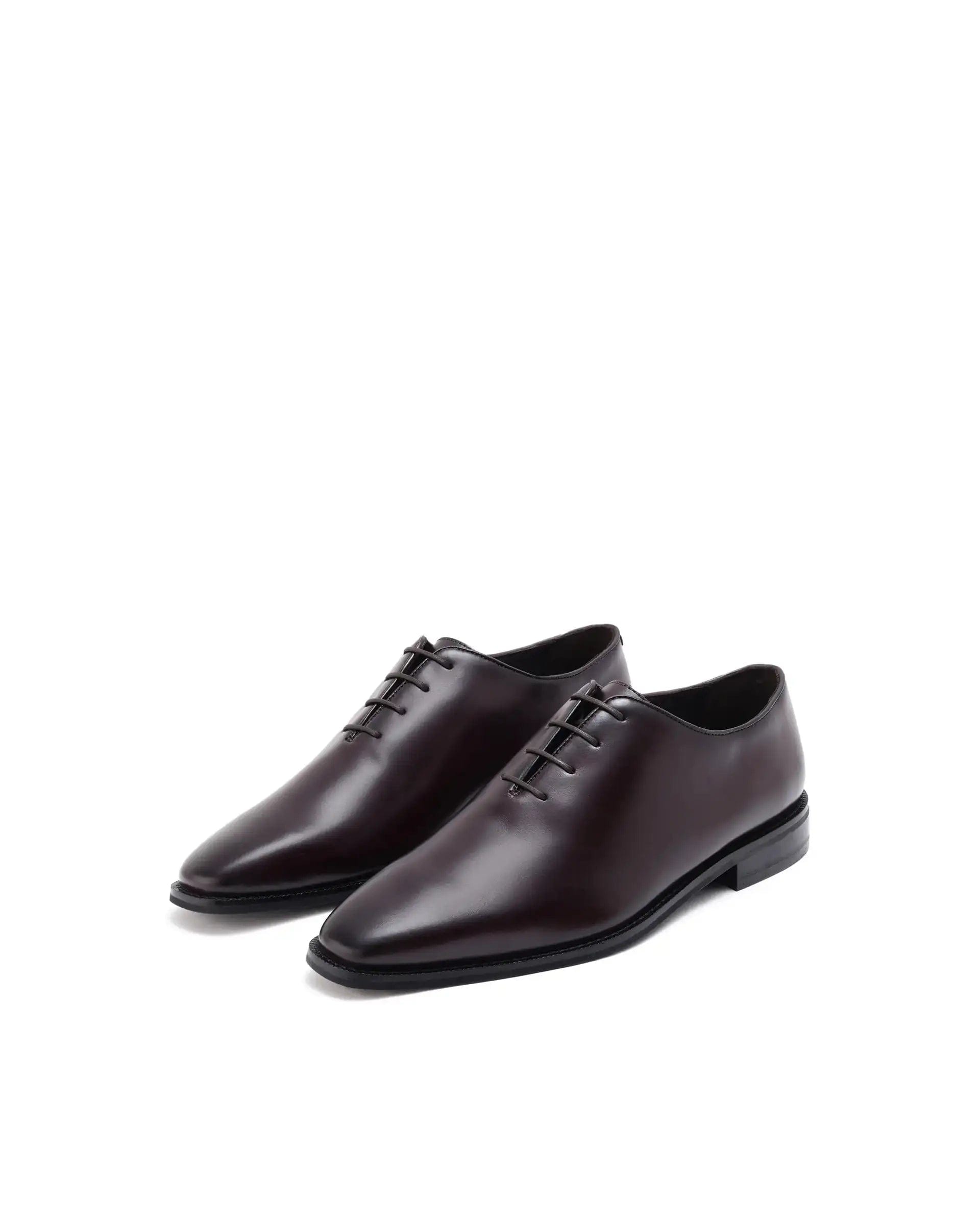 RAREZ Rare Rabbit Men Corax Dark Cherry Lace - Up Single Piece Genuine Leather Shoes