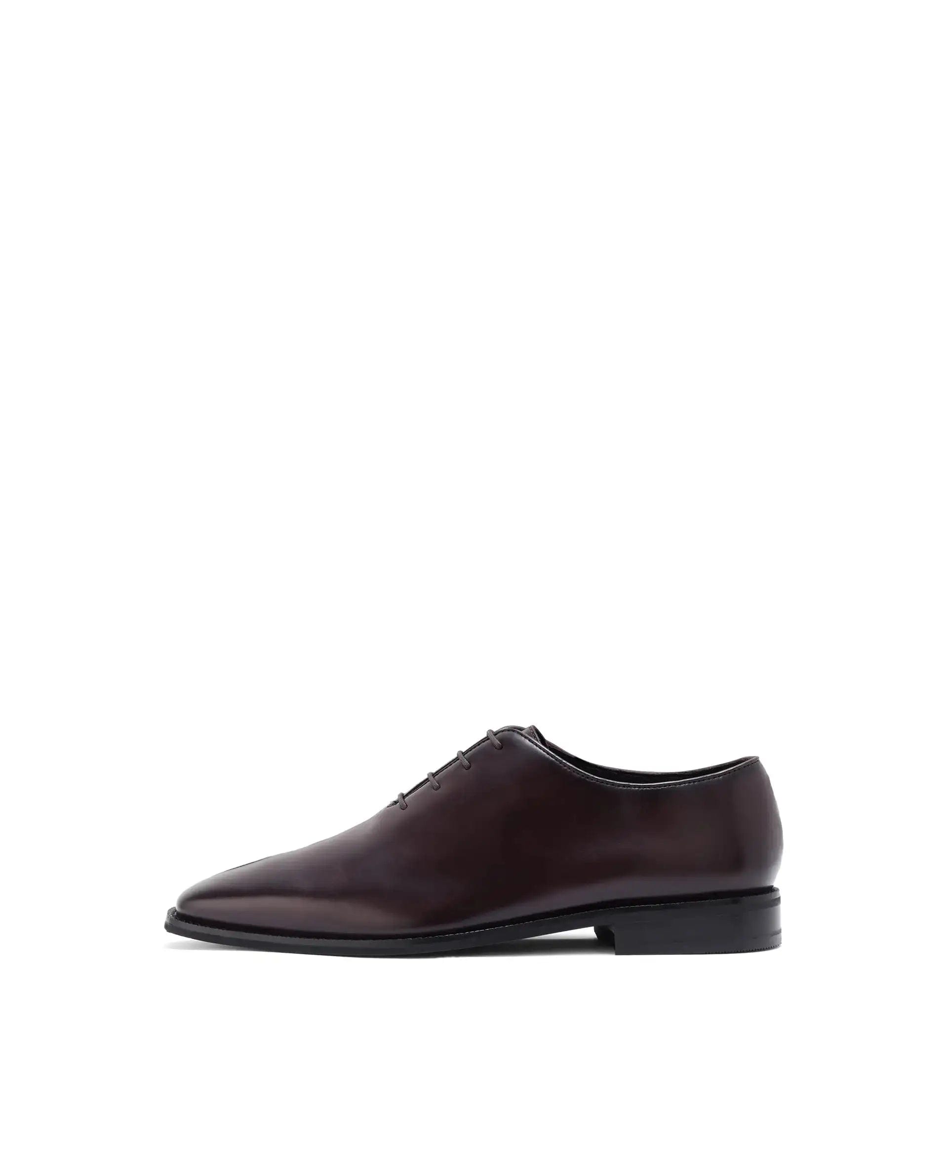 RAREZ Rare Rabbit Men Corax Dark Cherry Lace - Up Single Piece Genuine Leather Shoes