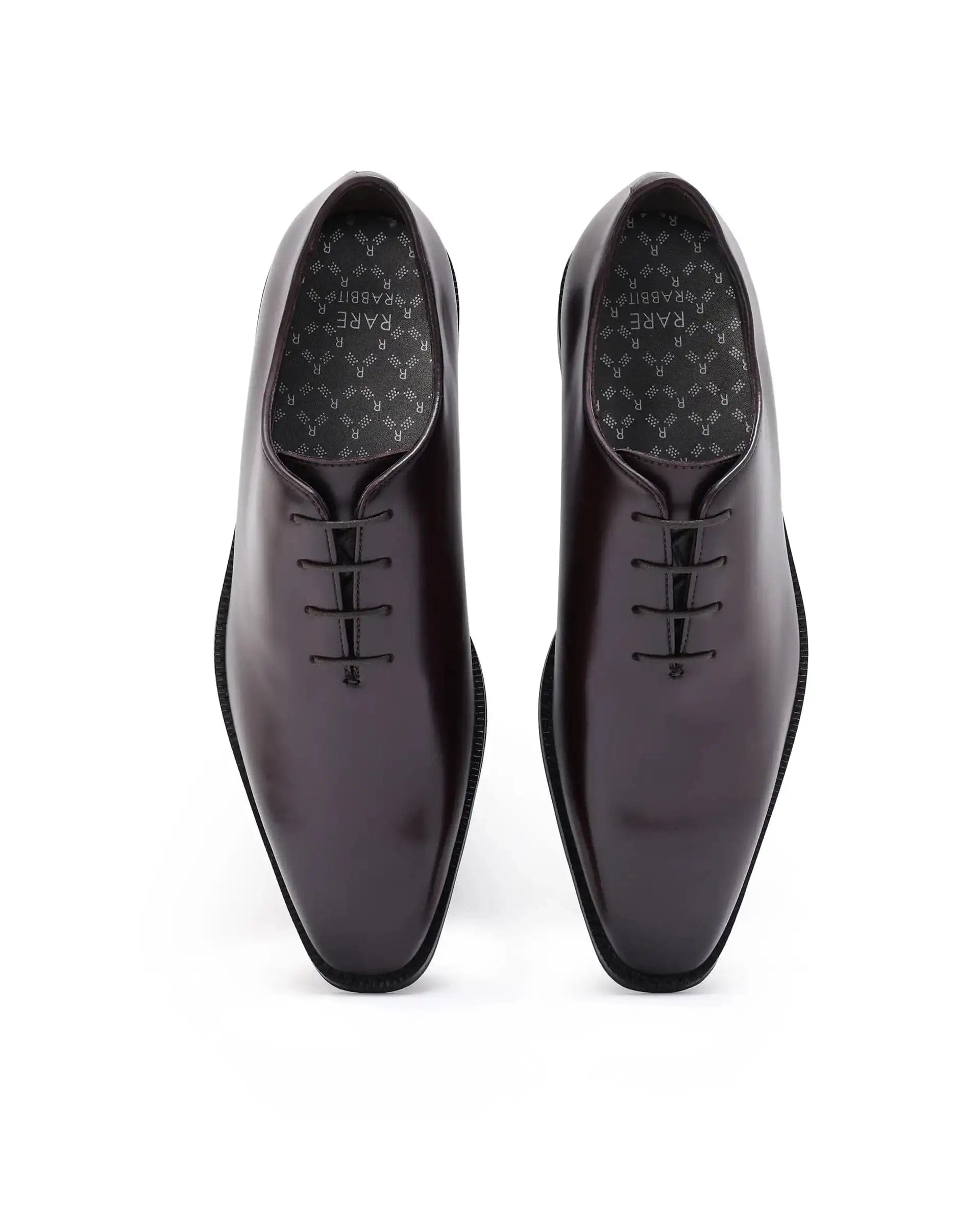 RAREZ Rare Rabbit Men Corax Dark Cherry Lace - Up Single Piece Genuine Leather Shoes