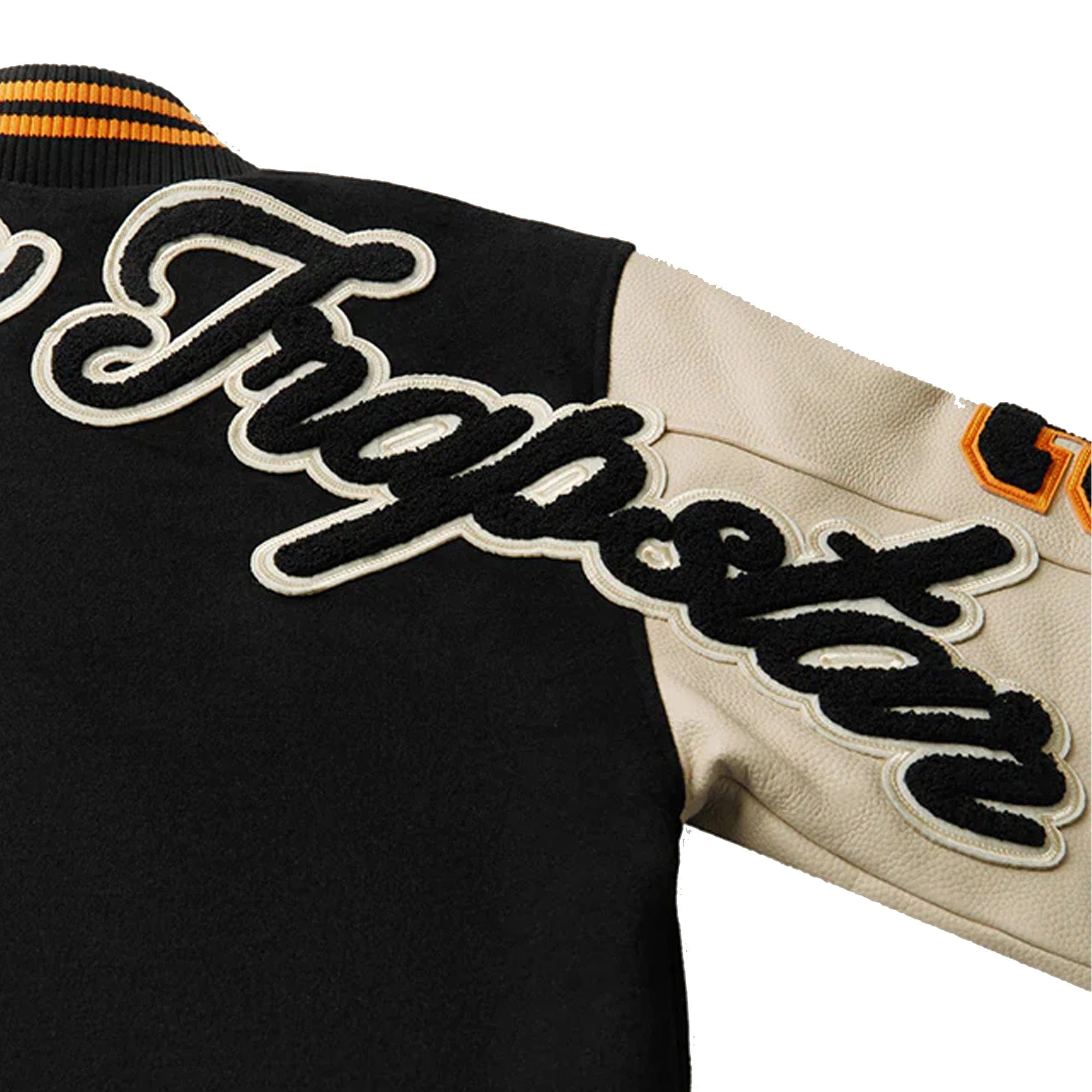 Geedup x Trapstar Letterman Jacket Black / Cream / Orange (2025)