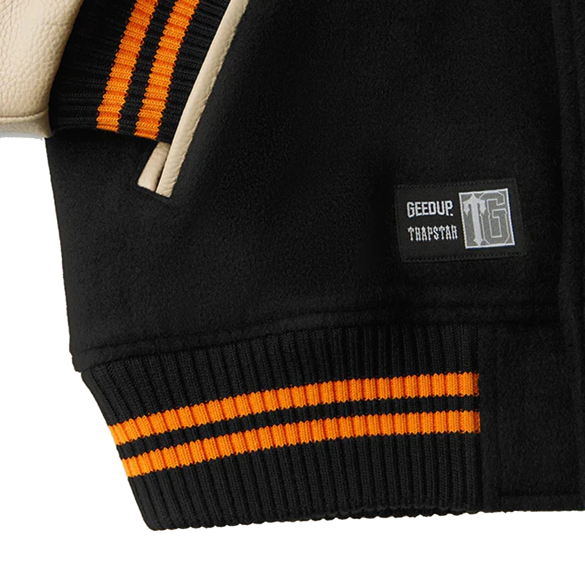Geedup x Trapstar Letterman Jacket Black / Cream / Orange (2025)