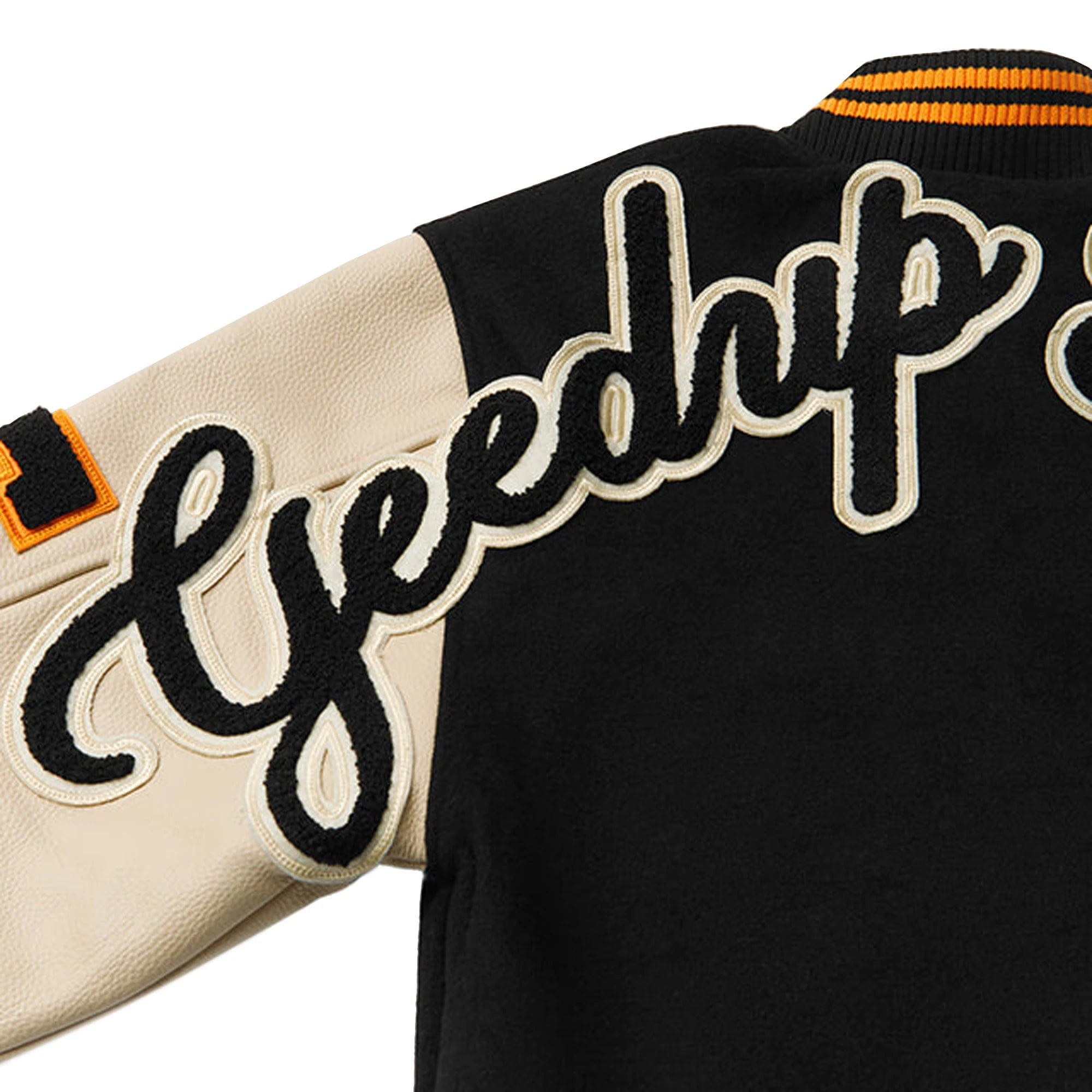 Geedup x Trapstar Letterman Jacket Black / Cream / Orange (2025)