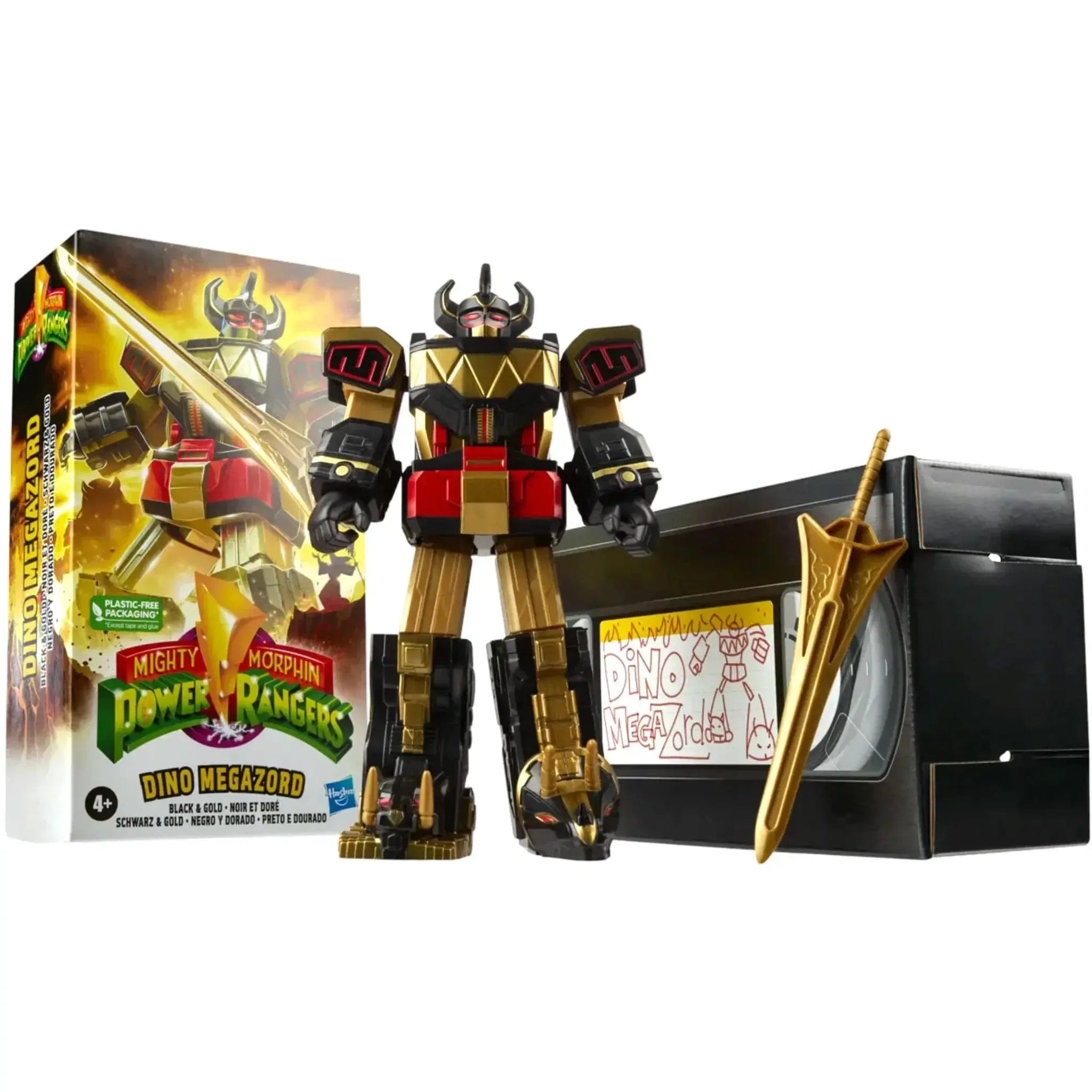 Hasbro Mighty Morphin Power Rangers - Black & Gold Dino Megazord Action Figure (7") - Hasbro - (2022)