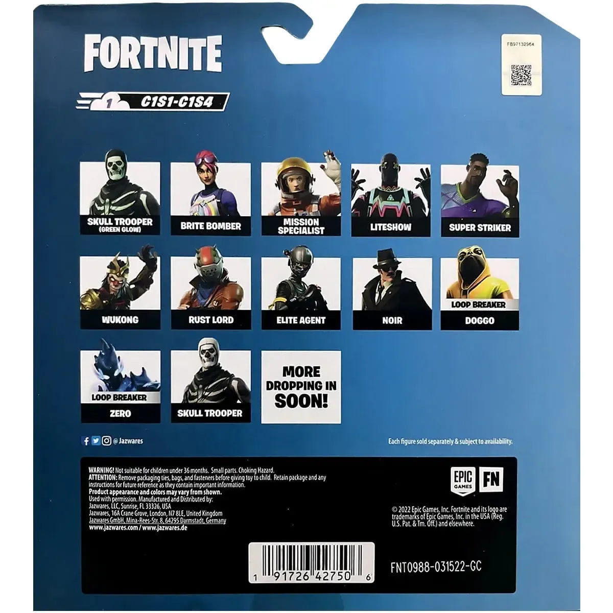 Jazwares Fortnite - Raven, Red Lynx, Moisty Merman & Meowscles Action Figure Set (2.5") - Jazwares - Squads Series