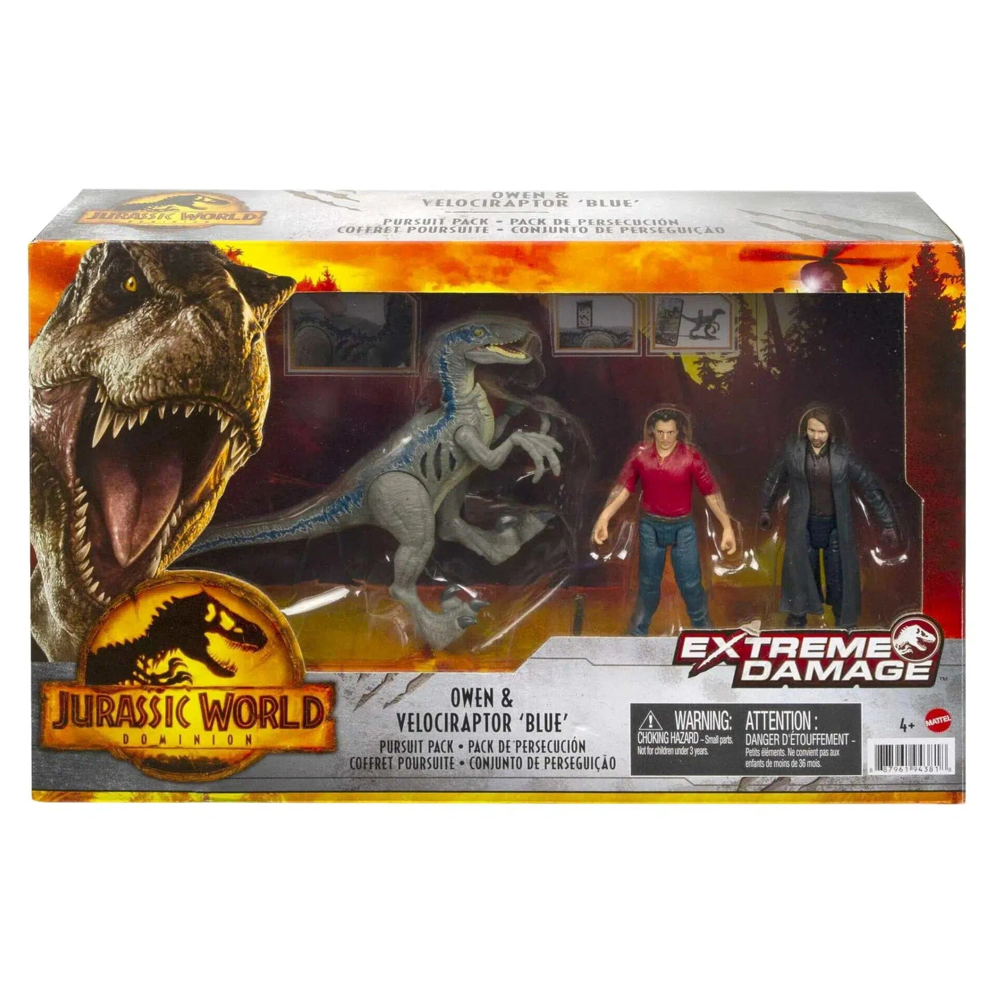 Mattel Jurassic World Dominion - Owen & Velociraptor Blue Pursuit Action Figure Pack - Mattel - Extreme Damage Series