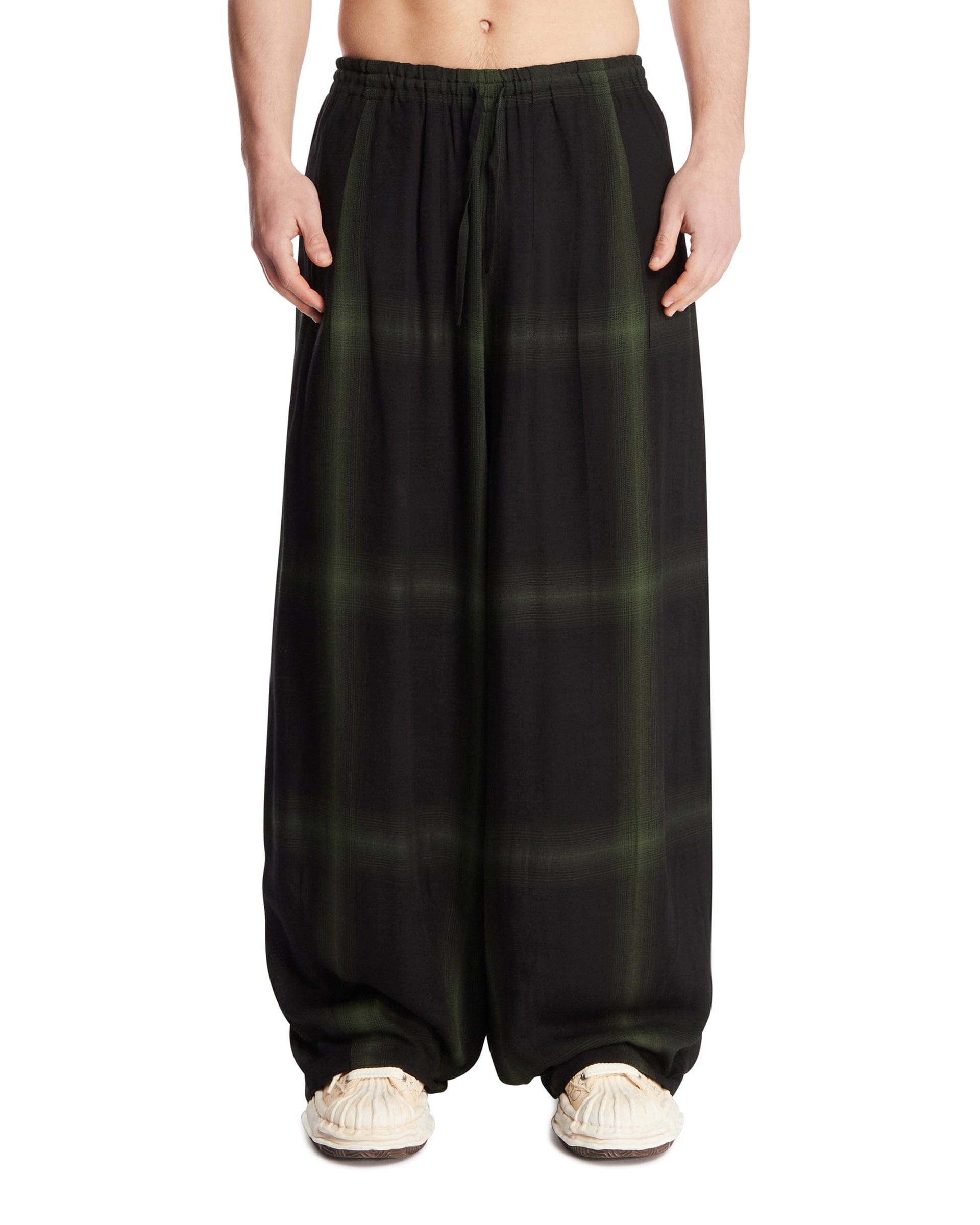 Needles Pantaloni Oversize A Quadri Neri