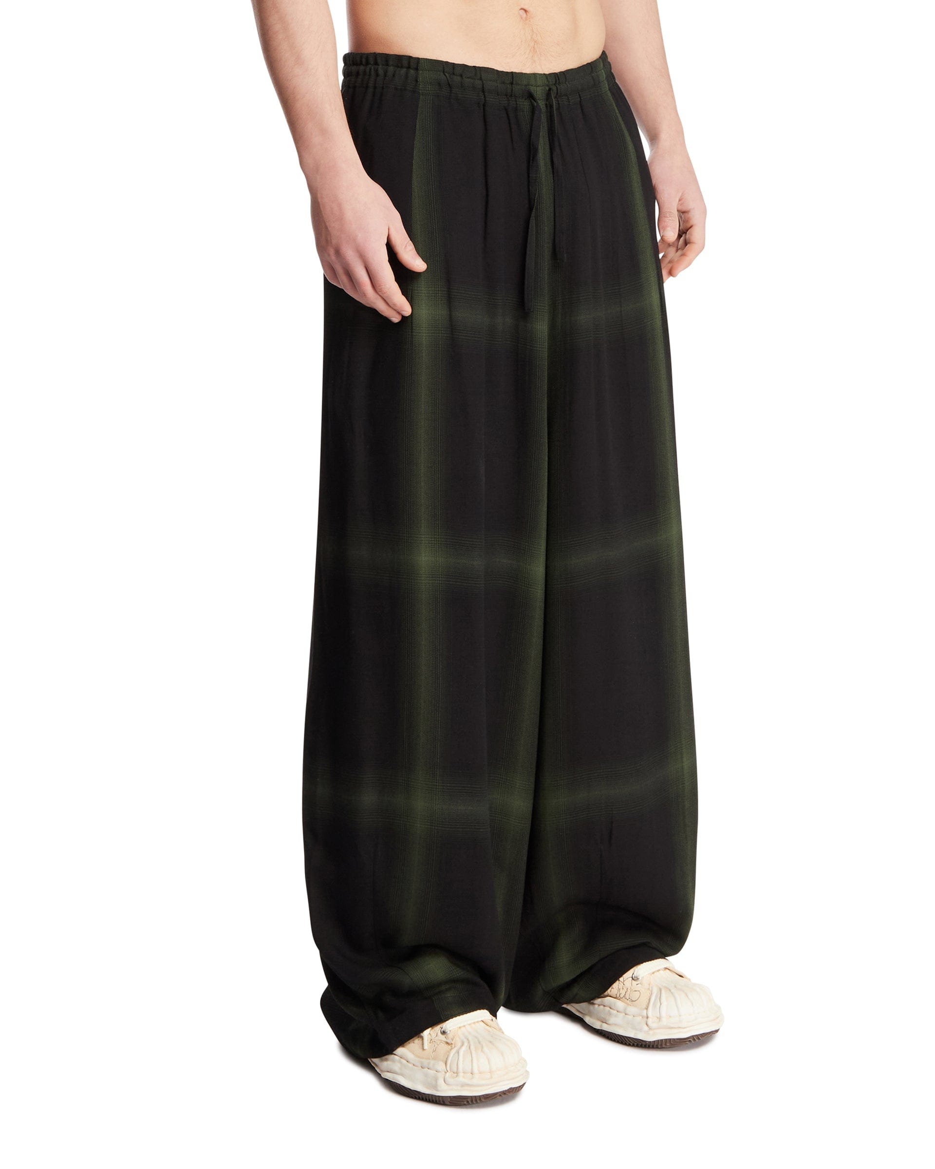 Needles Pantaloni Oversize A Quadri Neri